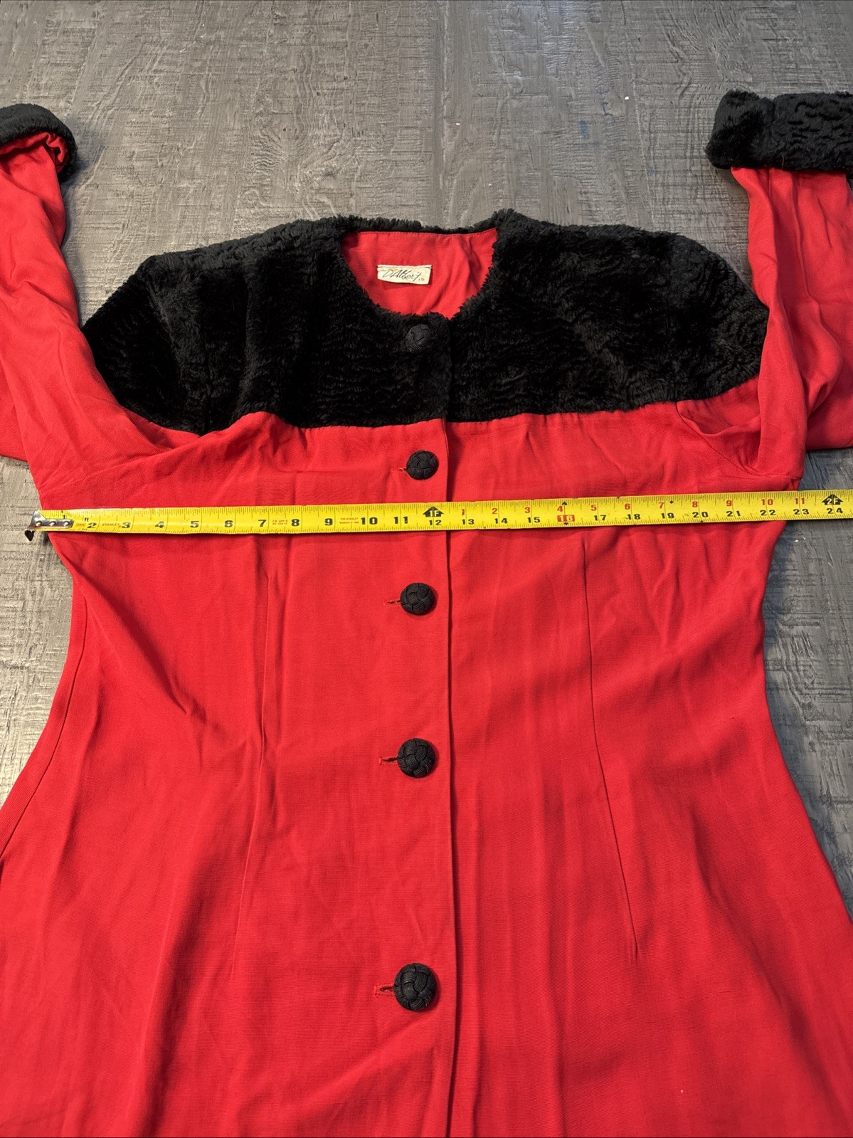 Vintage D’Albert Red and black Lightweight Mid Length Jacket Made In USA 1980s