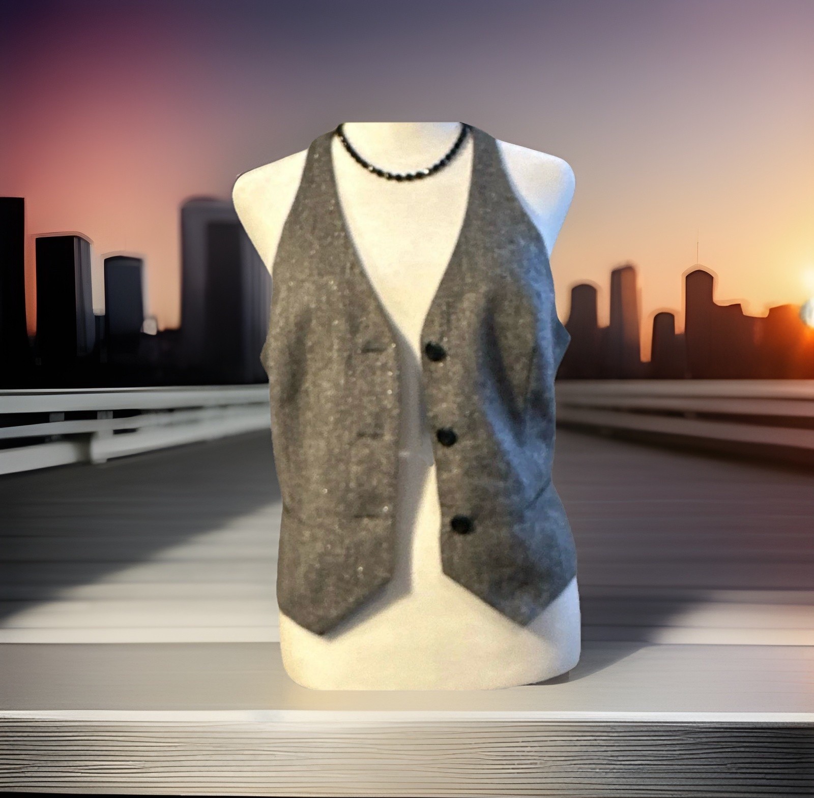 Coco & Chase Women’s Shimmer Vest Sz L Classic Chic Old money Chic Layered look