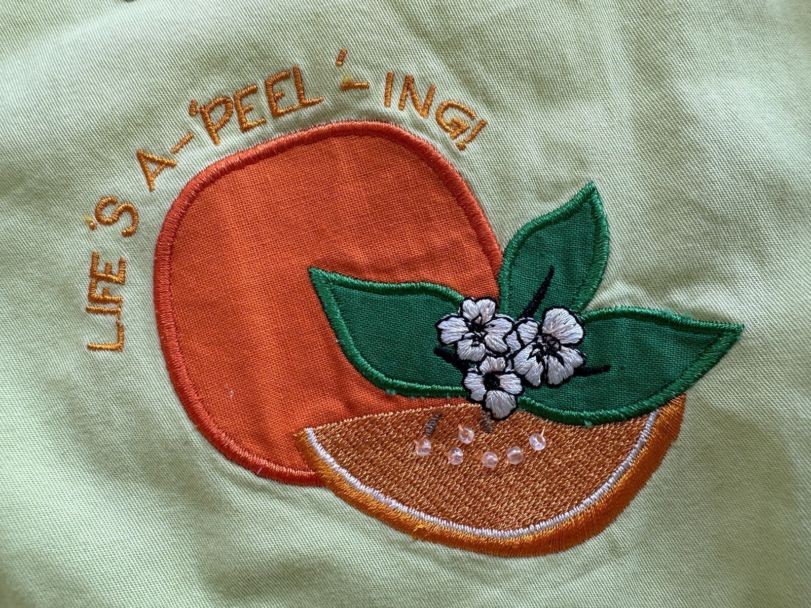 Vintage The Quaker Factory Yellow Cotton Embroidered Lemon Lime Orange Shirt 1X