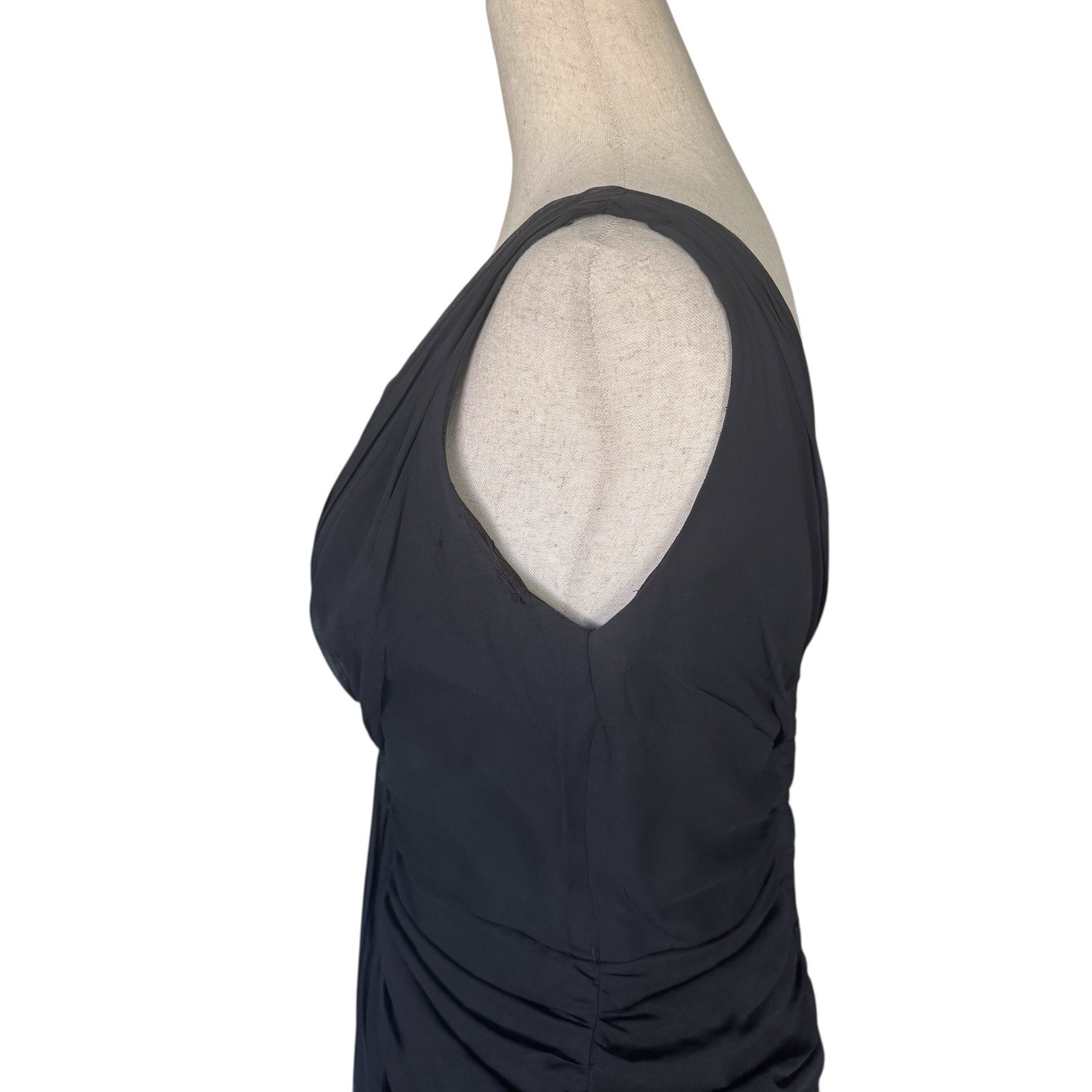 Vintage 50s 60s Black Chiffon Sleeveless Evening Cocktail Wiggle Dress Dessés S
