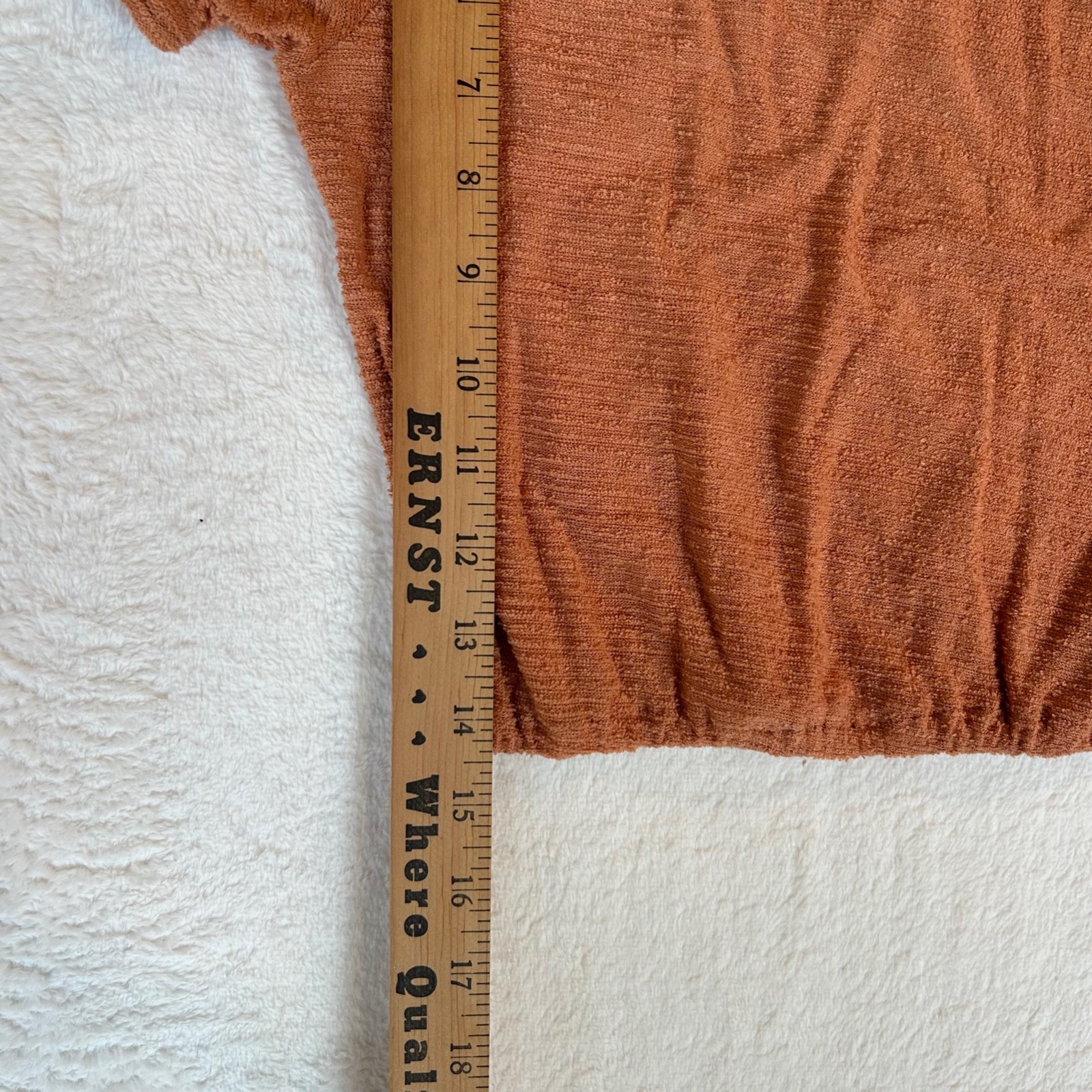 Vintage 1970s–80s Rust Cottagecore Prairie Peasant Puff Sleeve Crop Top Womens M