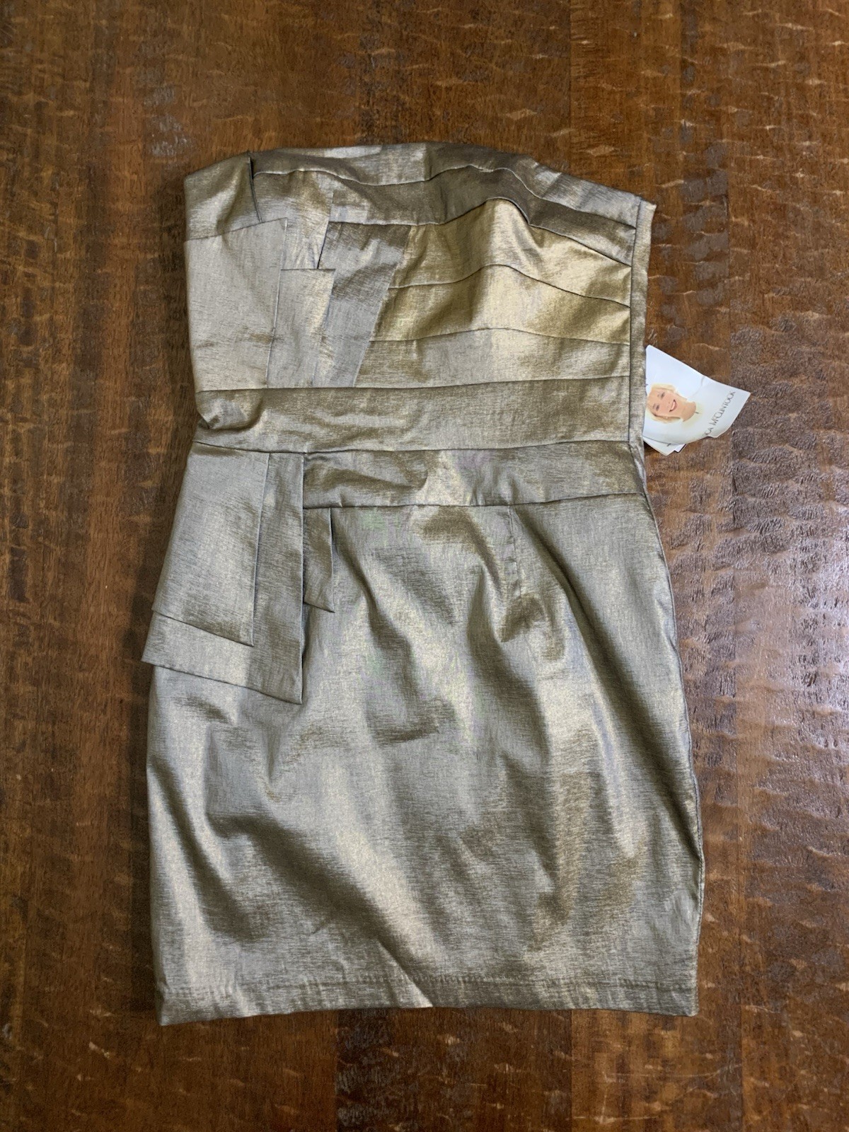 VTG NWT Mint Jessica McClintock Size 12 Golden Color Strapless Mini Dress