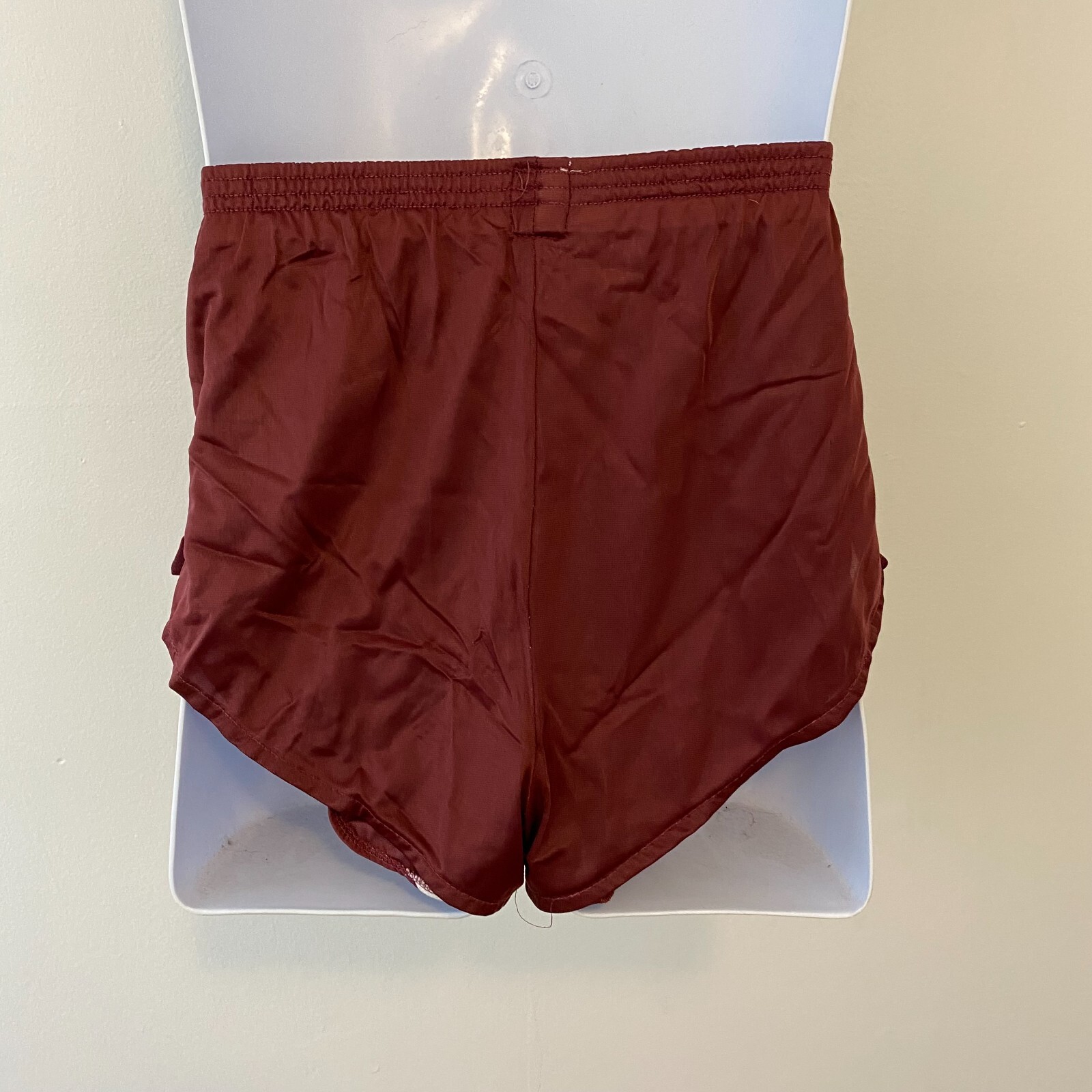 Vintage 70s 80s Nike High Cut Running Shorts Size Medium Burgundy Elastic Waist