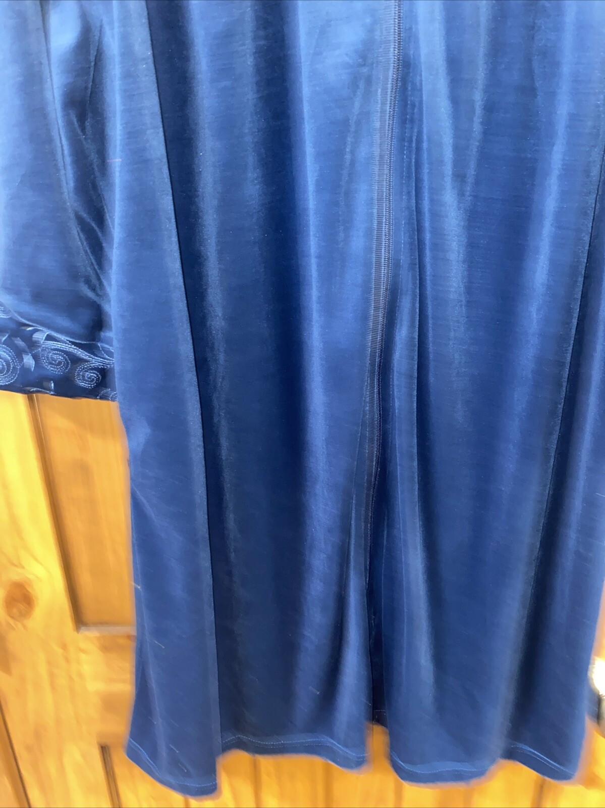 Mode Elle Collection, Vintage ’70’s Velour Teal Housecoat/Robe long Size 1XL