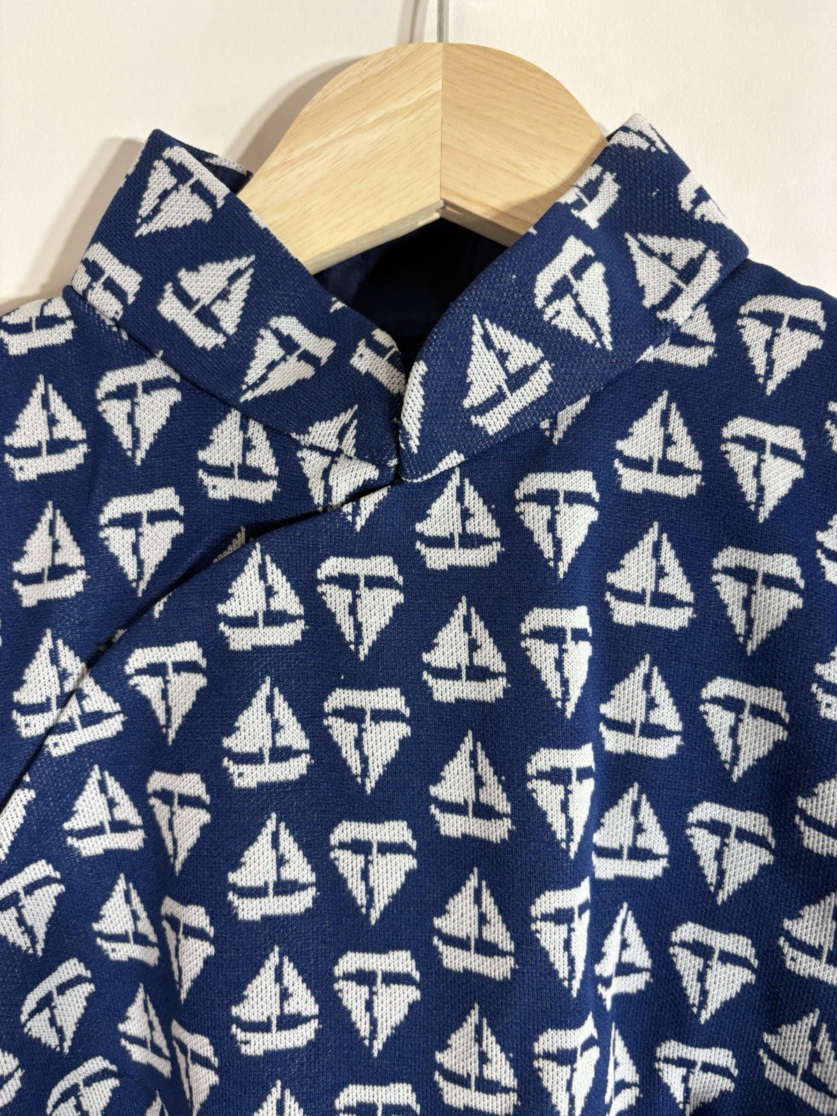 Vintage 70s Handmade Double Knit Polyester Nautical Print Dress Women’s Small