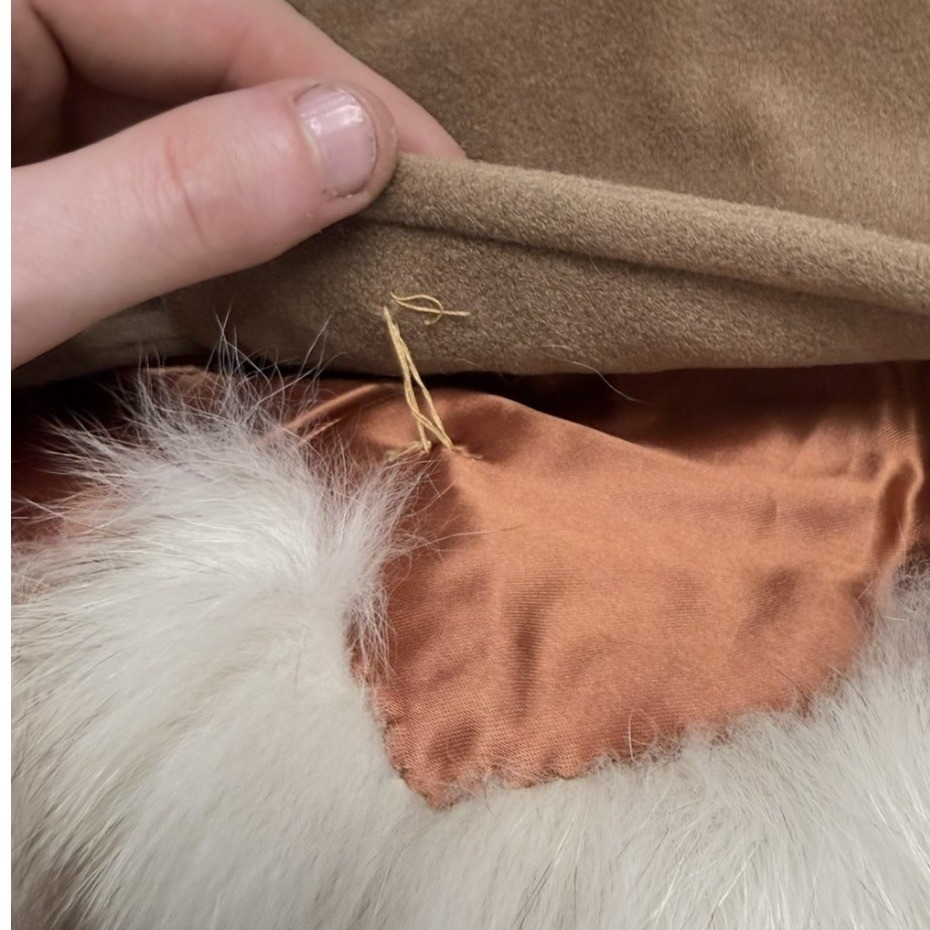 Vintage 60s lorendale by bromleigh union made Tan Longline Coat Faux Fur Collar