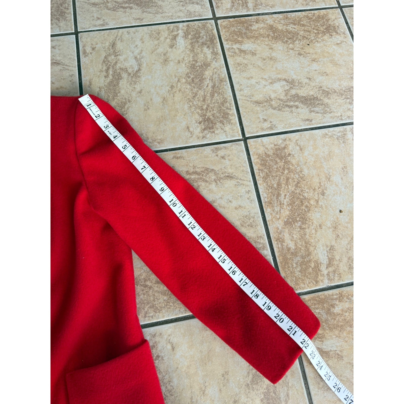 Vintage I Magnin Ethel Pear One Up Red Wool Shawl Collar Double Breasted Coat