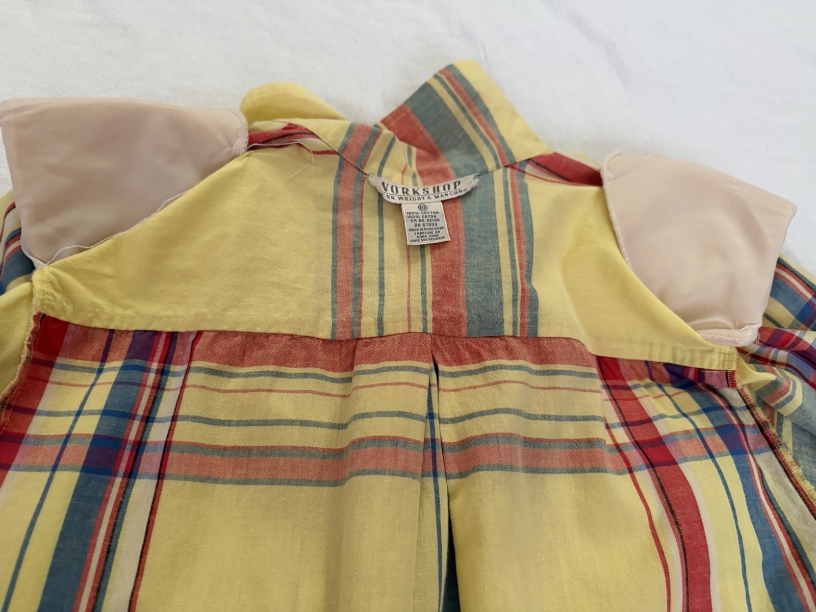 VTG 80S Workshop Fenn Wright & Manson Blouse Shoulder Pads Cropped /ShortTop HK