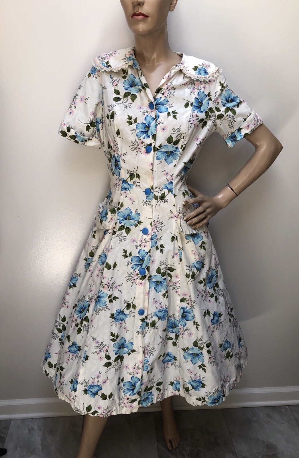 VTG 1940s PRINCESS Style FLOWER PRINT „Monte Carlo Fashions” Dressing Gown-Dress
