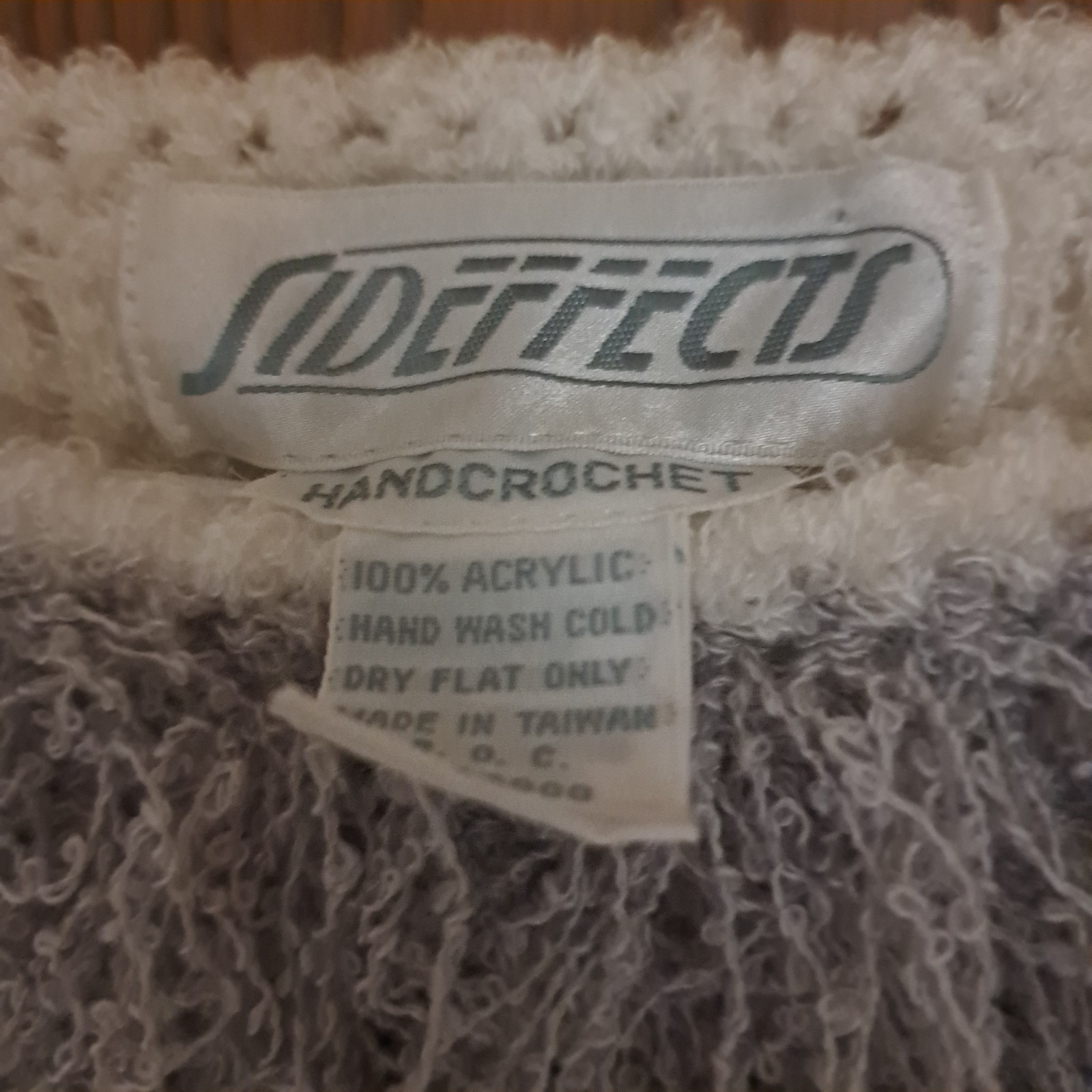 Rare Vtg 80’s Side Effects Loopy / Shaggy Crochet Hand Knit Sweater Sm/Med