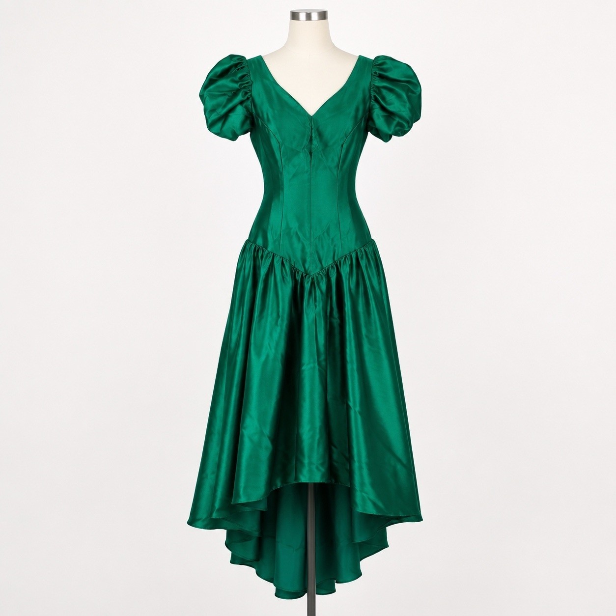 Alfred Angelo High-Low Gown Womens S Retro Emerald Green Vintage USA Union Made