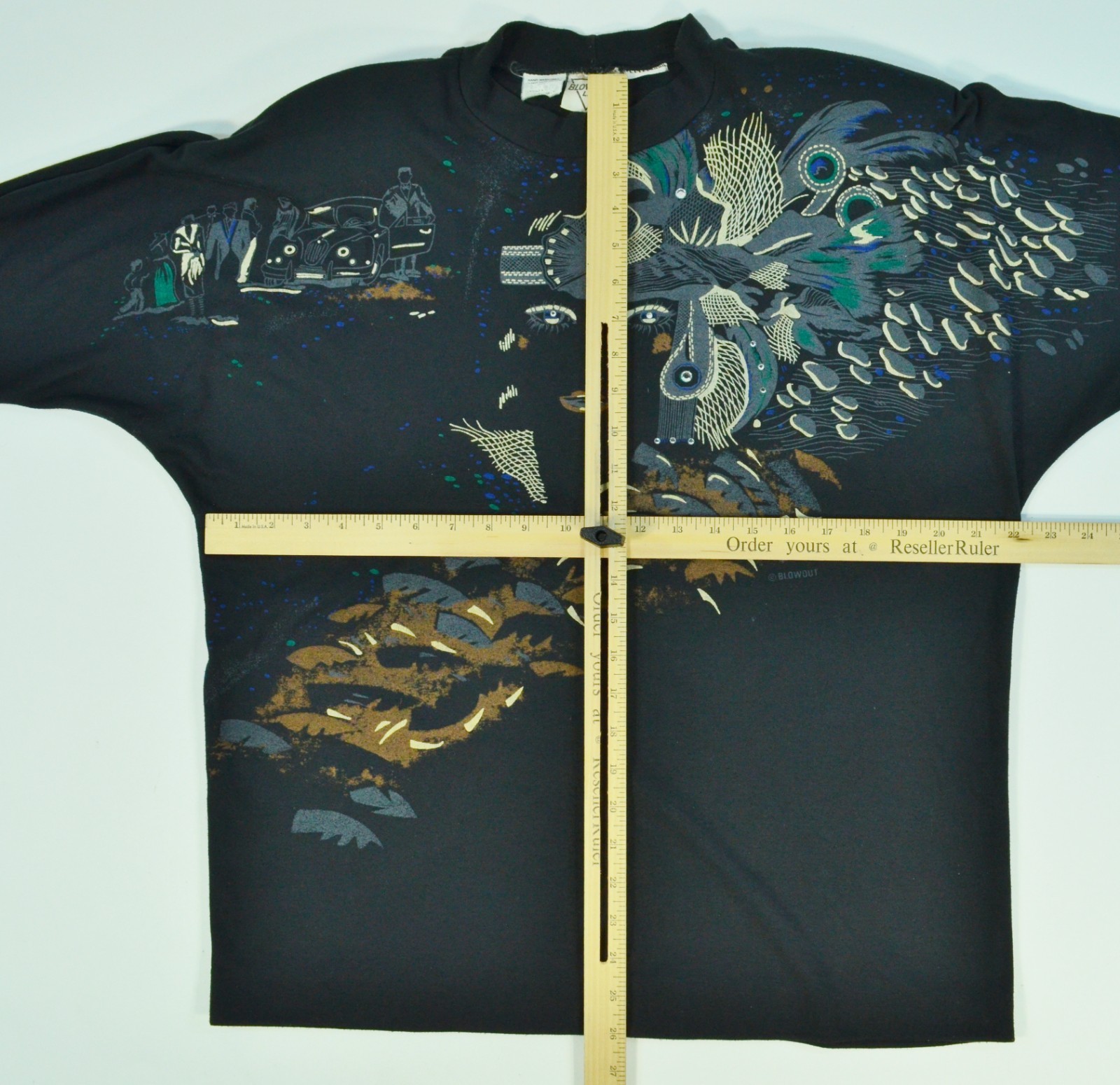 Vintage 80’s Blowout LA Black Gray 1920’s Flapper Woman Graphic Top Sweatshirt