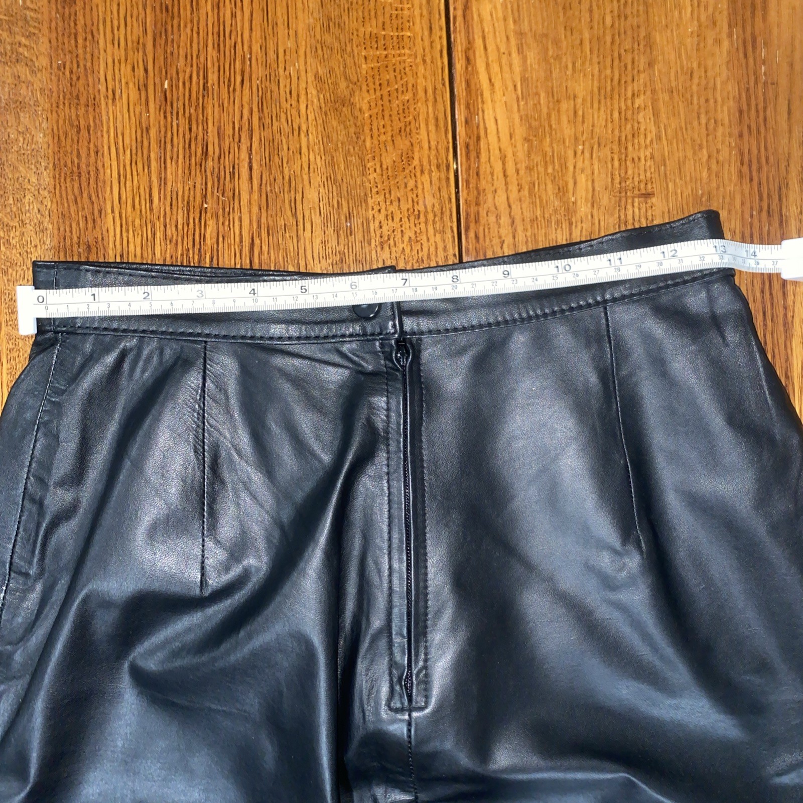 Vintage Black Leather Skirt Size 13 High Waist Ankle Mid Length Leathercraft