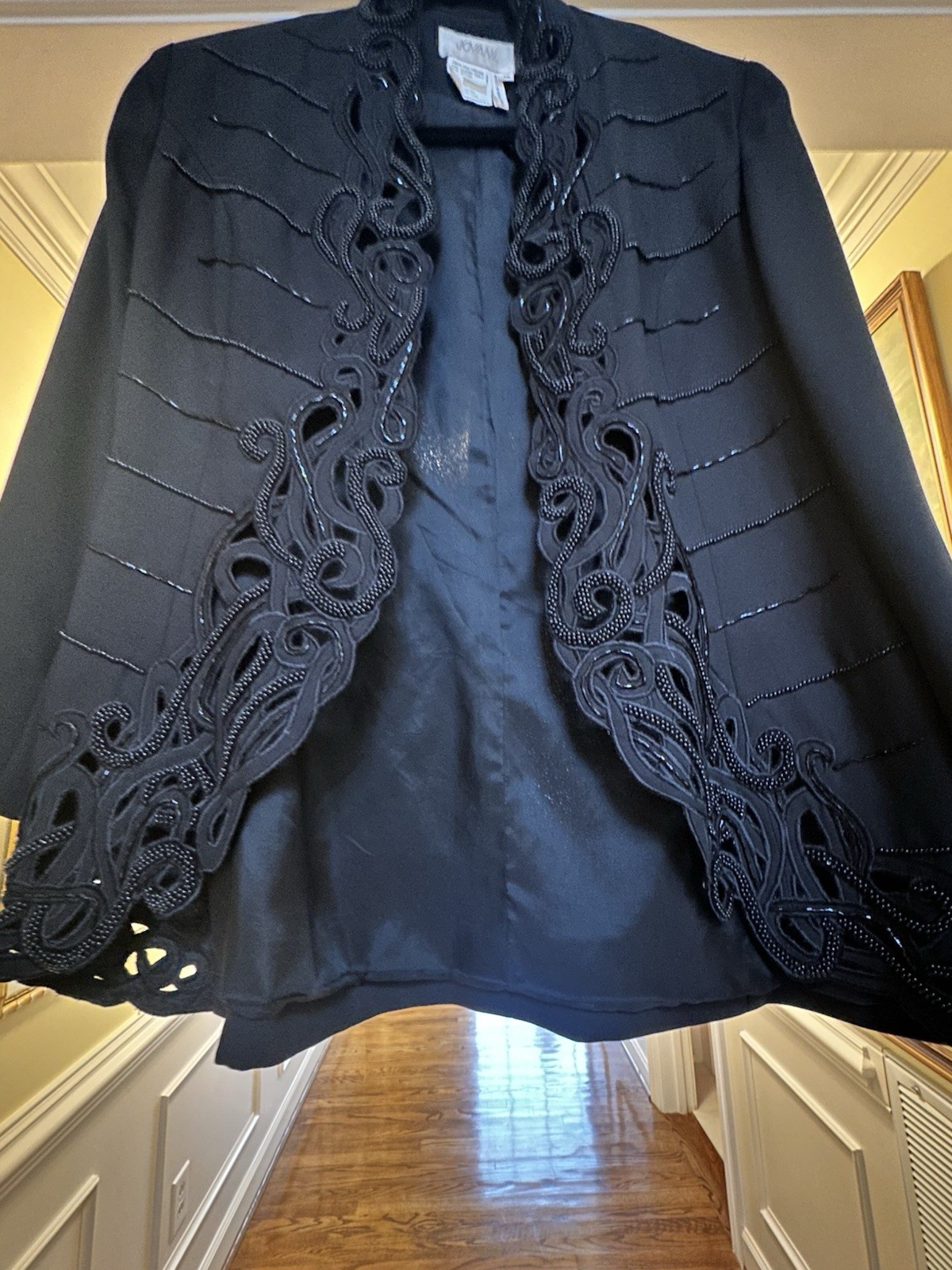 Vintage Jovani Dress Suit Size 12 Beaded Black Jacket / Skirt Evening Set Rare