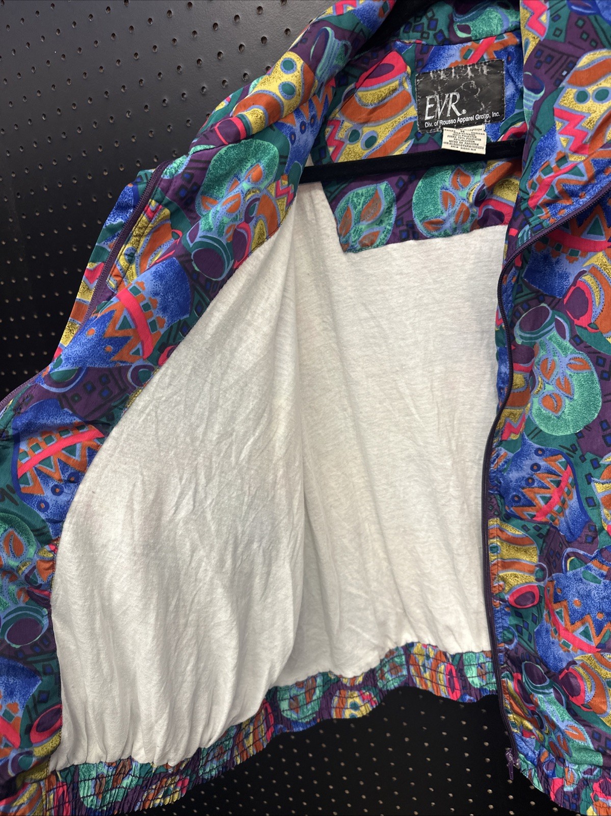 Vtg Windbreaker Jacket Women Large 90s Coffee Tea Drinks Theme EVR