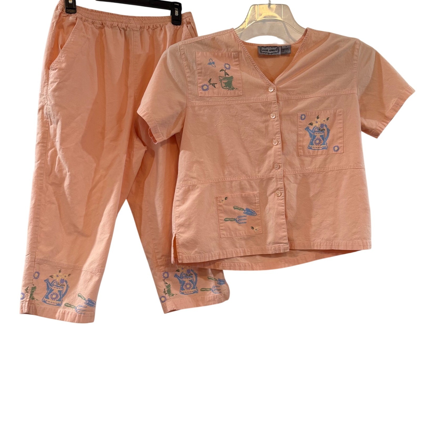 Vintage Peach Garden 100% Cotton Print Set Cottagecore Grannycore Gardencore