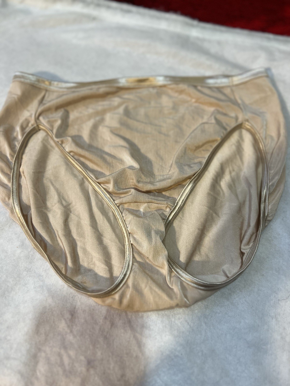 Vtg Vanity Fair High Rise Silky Nylon Satin Trim Beige Nude Panties 8XL Mexico