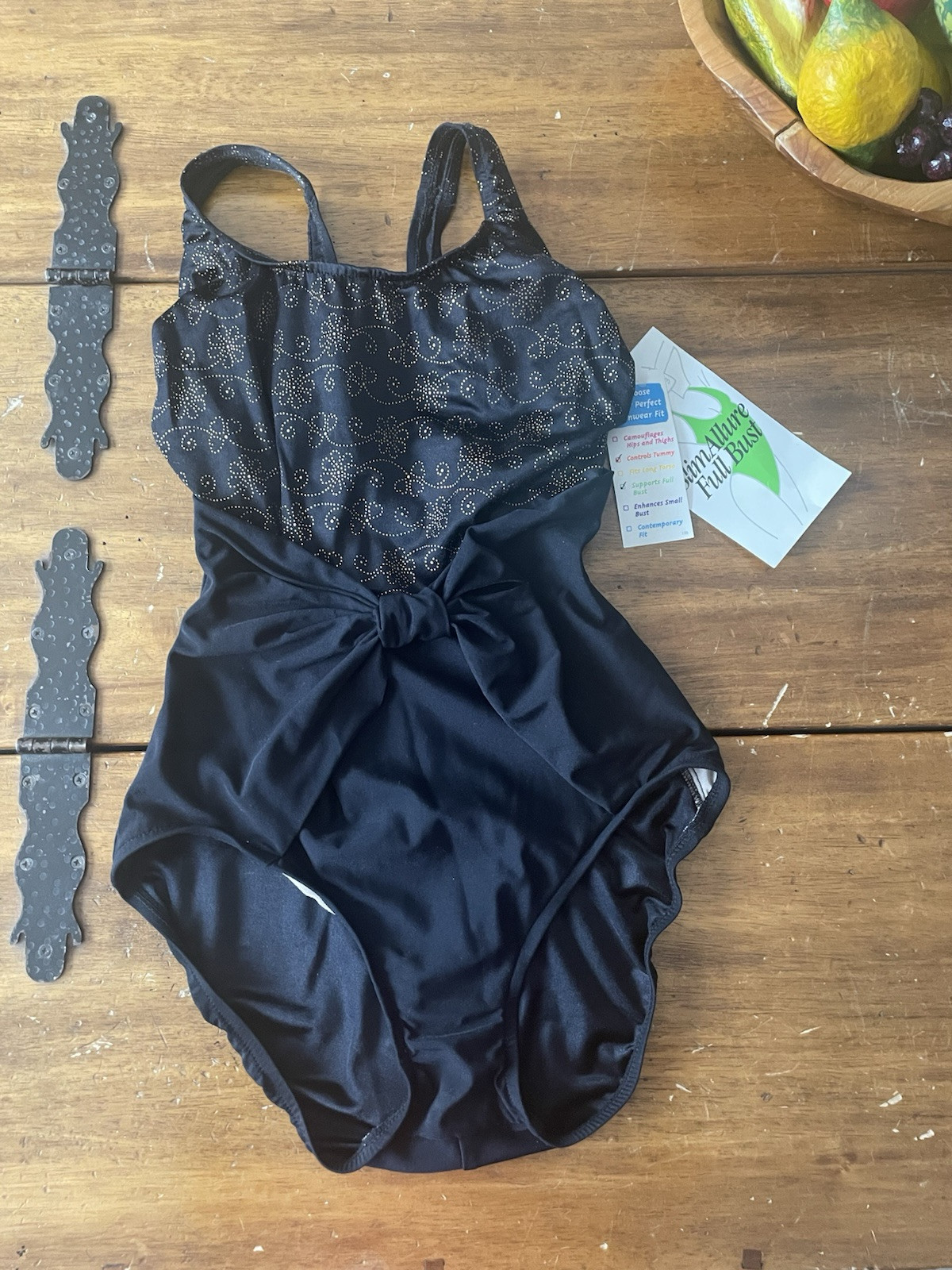New Tags NWT Vintage 90s Slim Allure Sears Shaping Bathing Suit Swim Wrap Sz 10