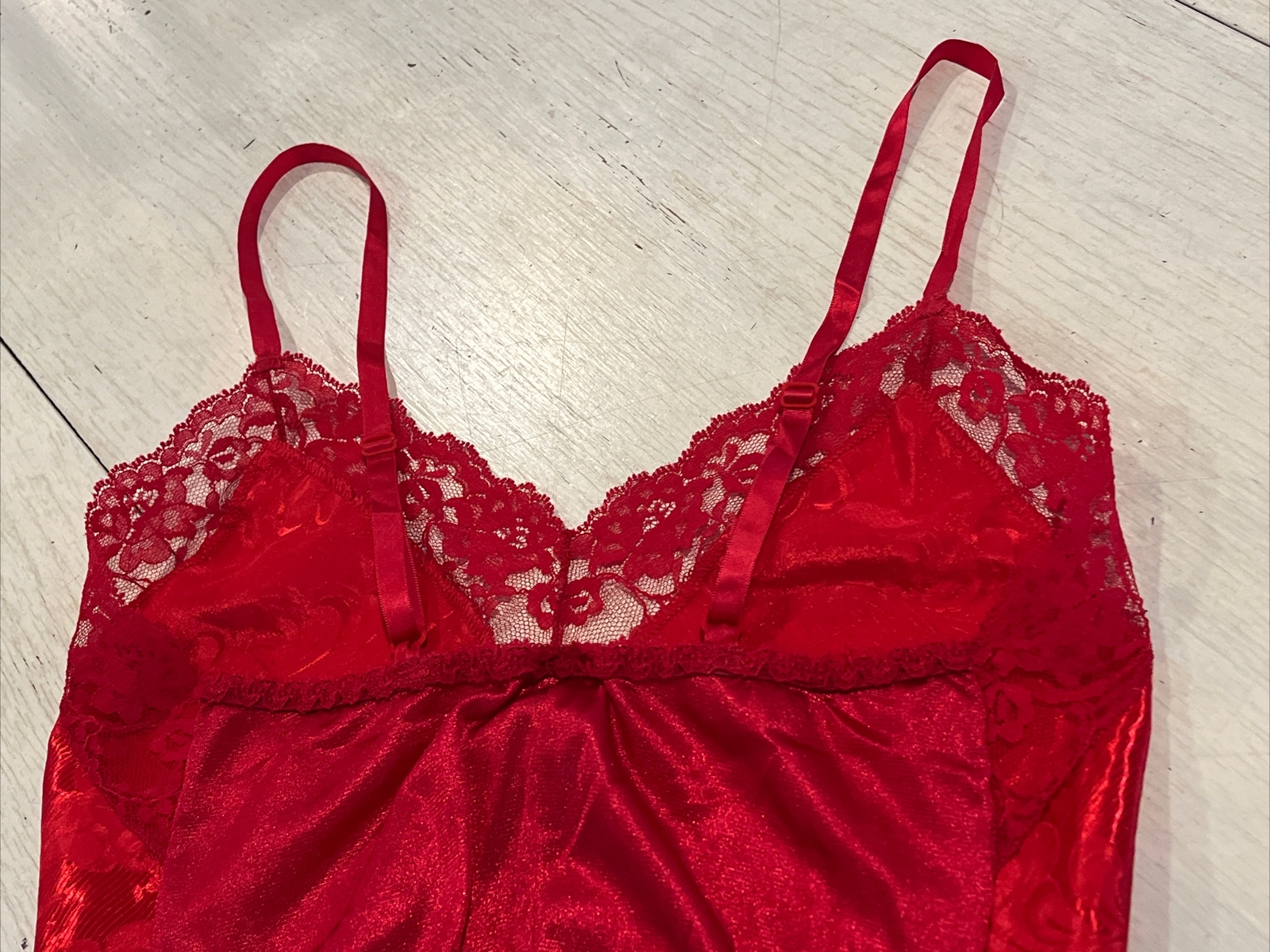 Intimate Moods body suit Women’s M Red vintage lingerie lace trim Romantic
