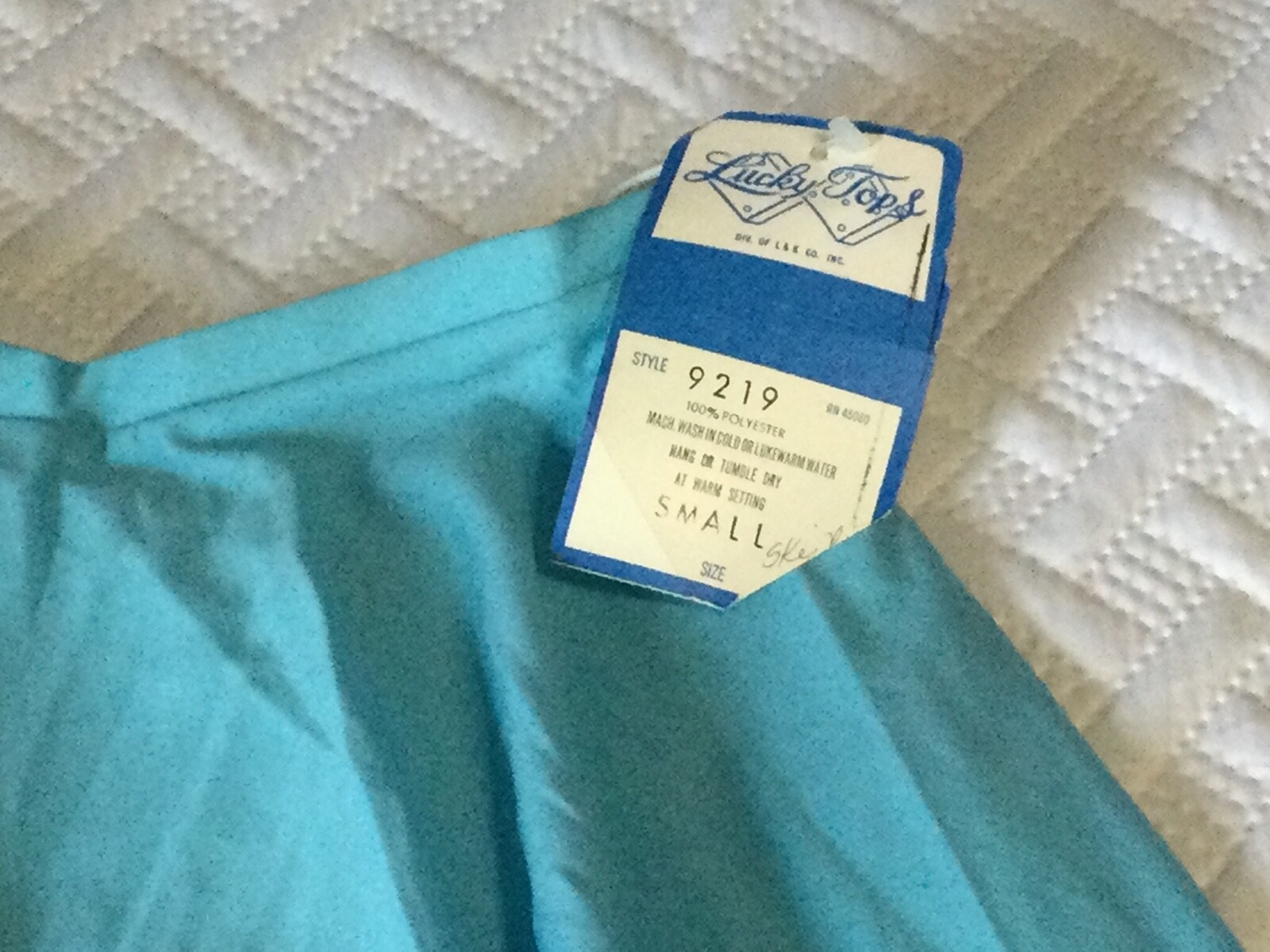 Vtg 70s LK Lucky Tops Knit Blue Flared Skirt Size Small