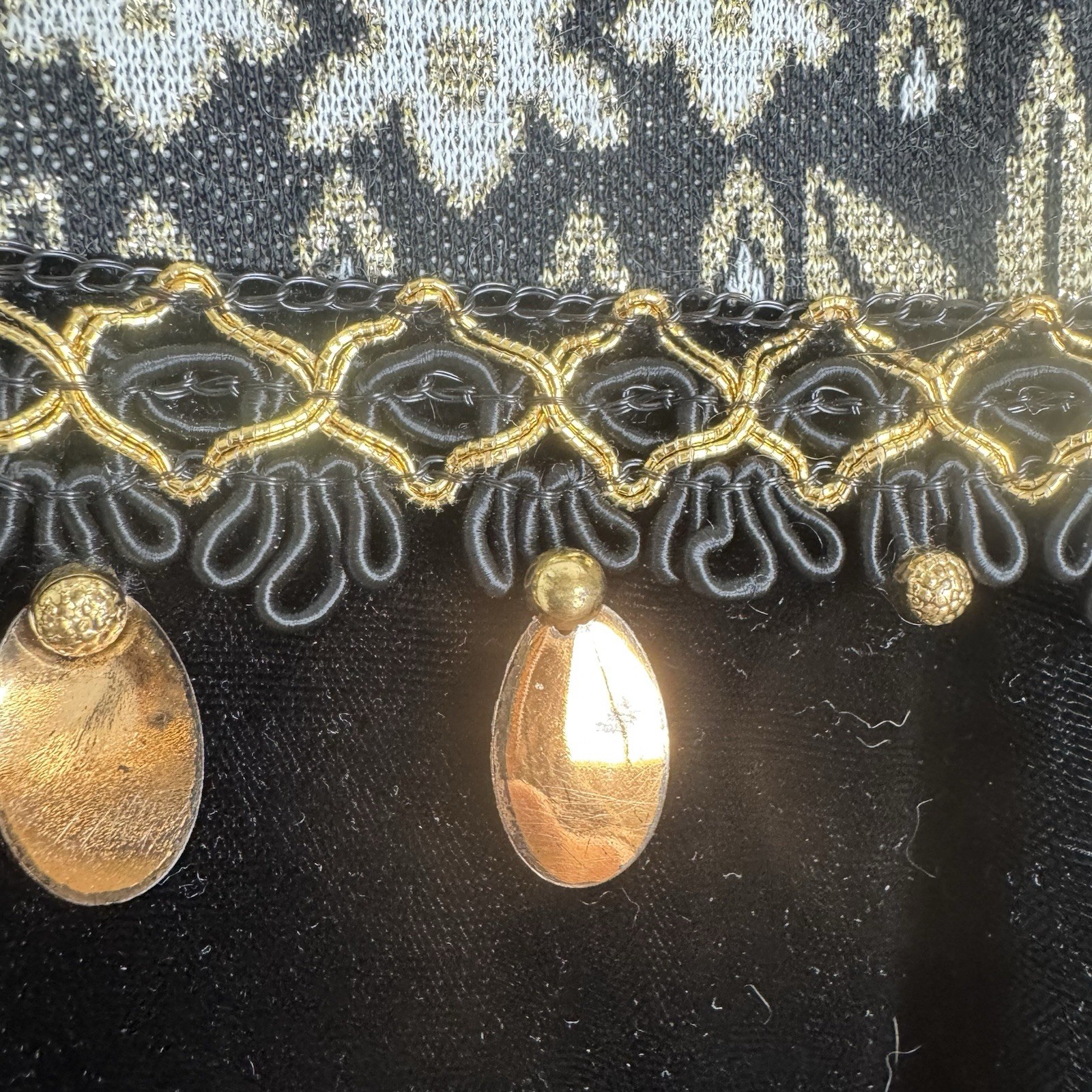 Vintage 60s Gold & Black Baroque Quilt Top & Velvet Skirt Maxi Dress XS 1960s