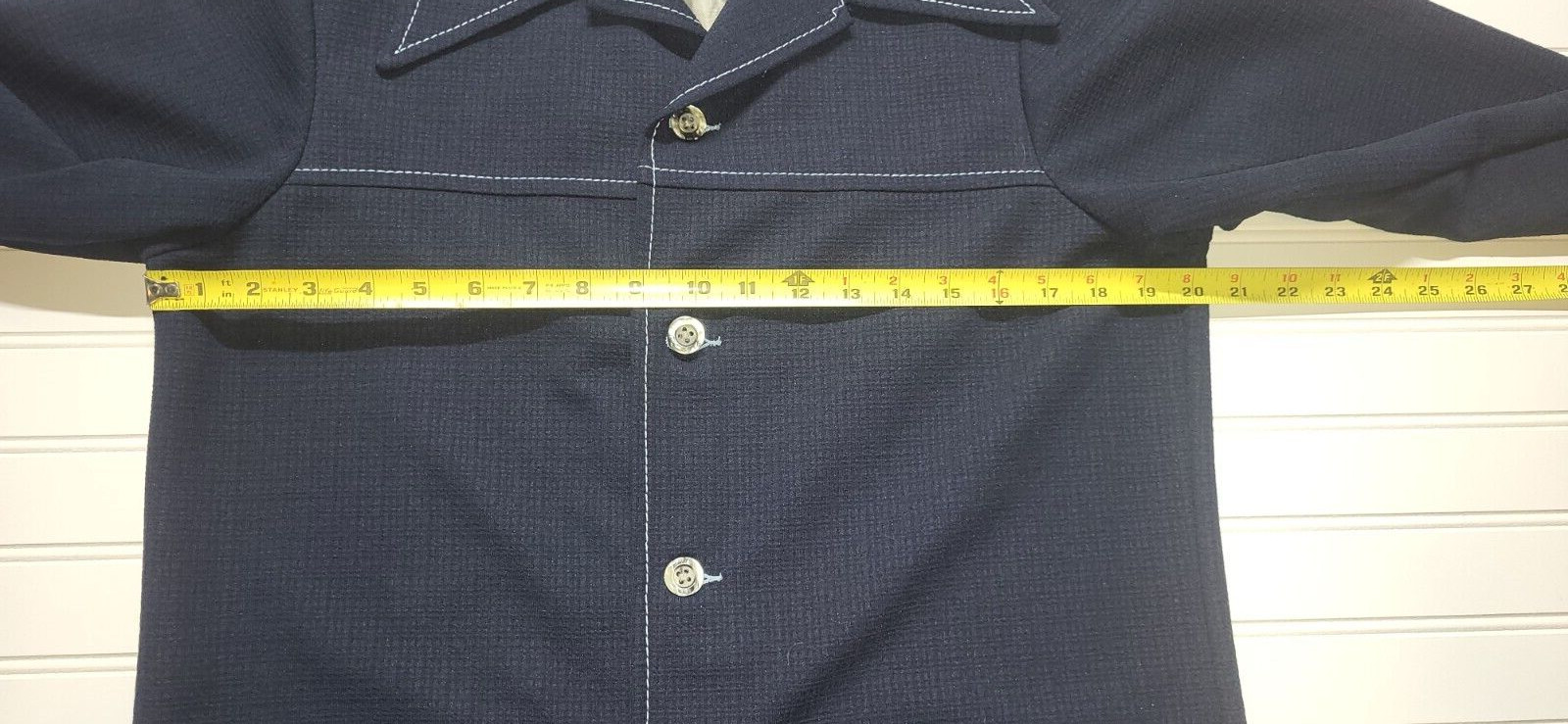 Vintage Time Out By Farah 1970s Sport Coat Leisure Suit Navy Blue Womes M/L