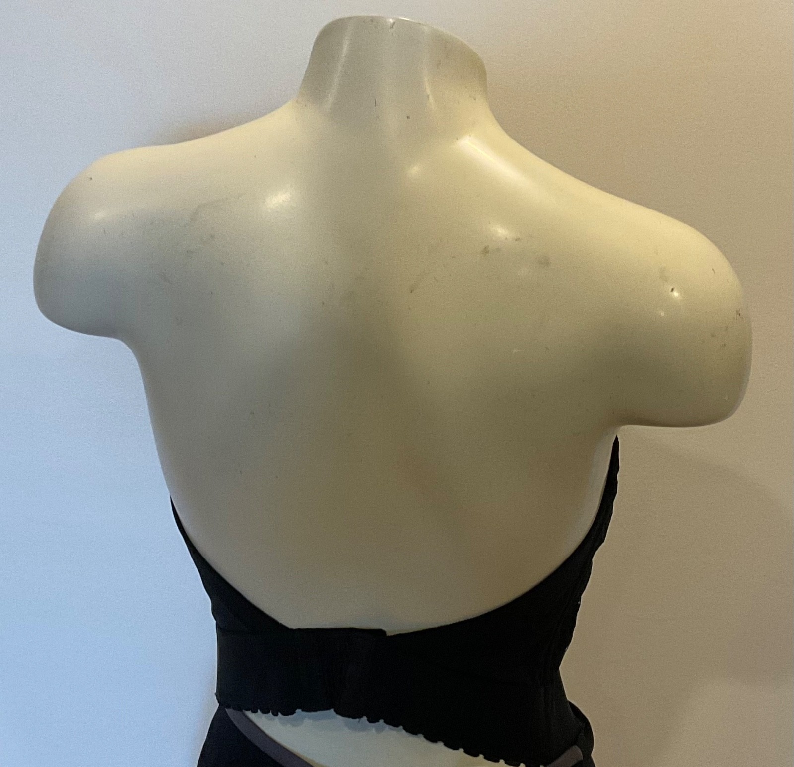 Vintage Shape Mate Black Lace Strapless Corset Bustier Ribbed Bra 36B