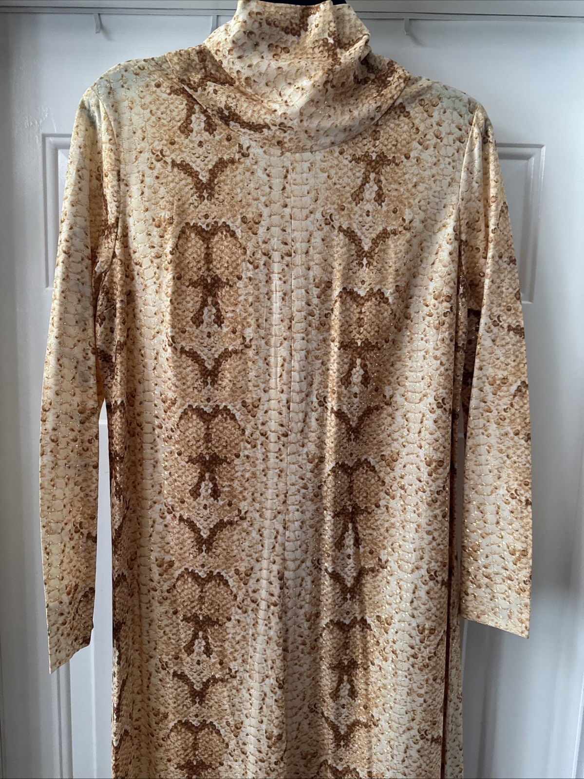Vintage B Cohen I. Magnin Maxi Dress Caftan in Metallic Python Snakeskin Print