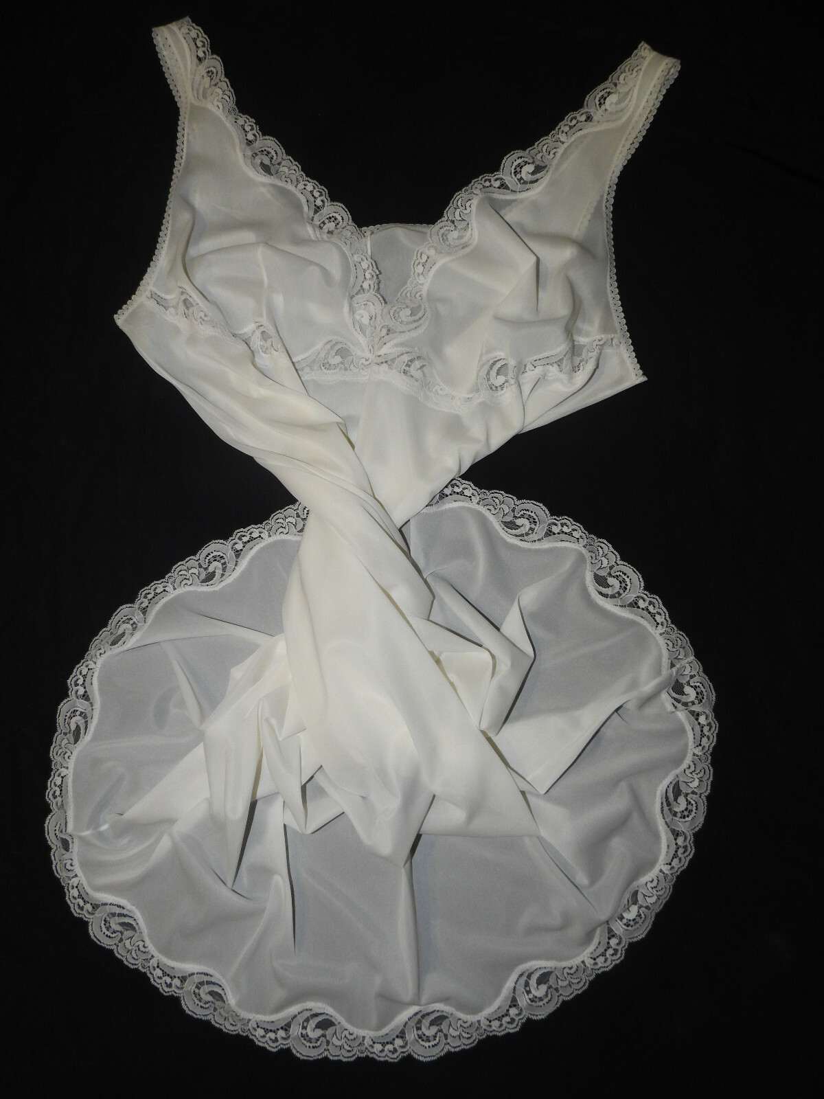 RETRO!EXTRA SIZE!Vintage „mibi” lace nylon full slip Unterkleid EU/54-56! Sissy
