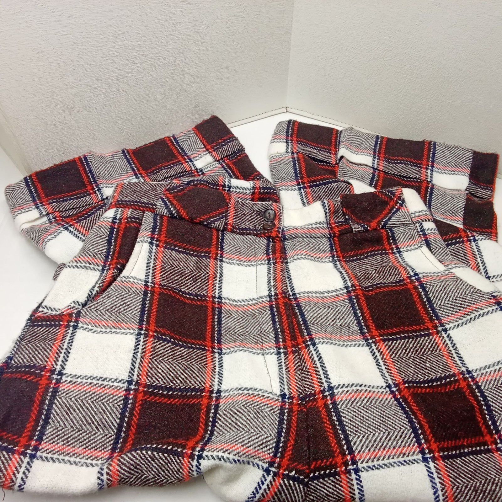 Vintage 60s-70s JC Penney Fashions Plaid Pants WideLeg Cuff Highrise Pocket (14)