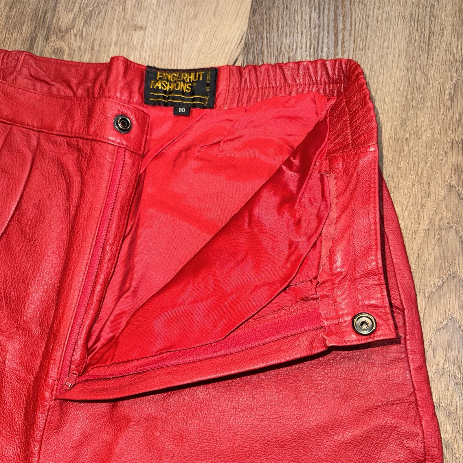 Vintage Leather Pants Womens 10 Red 1980s Rocker Grunge New Wave 80s 30 x 29