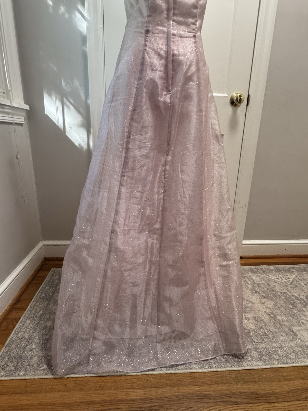 Vtg Roberta Pink Glitter Gown Y2K Strapless Shimmer Prom Dress Made in USA 5/6