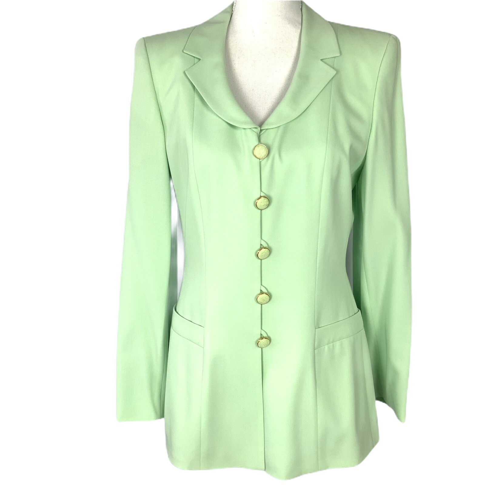 Vintage Escada 80s 1980s Women’s Blazer EU SZ 36 Green Wool Designer Retro