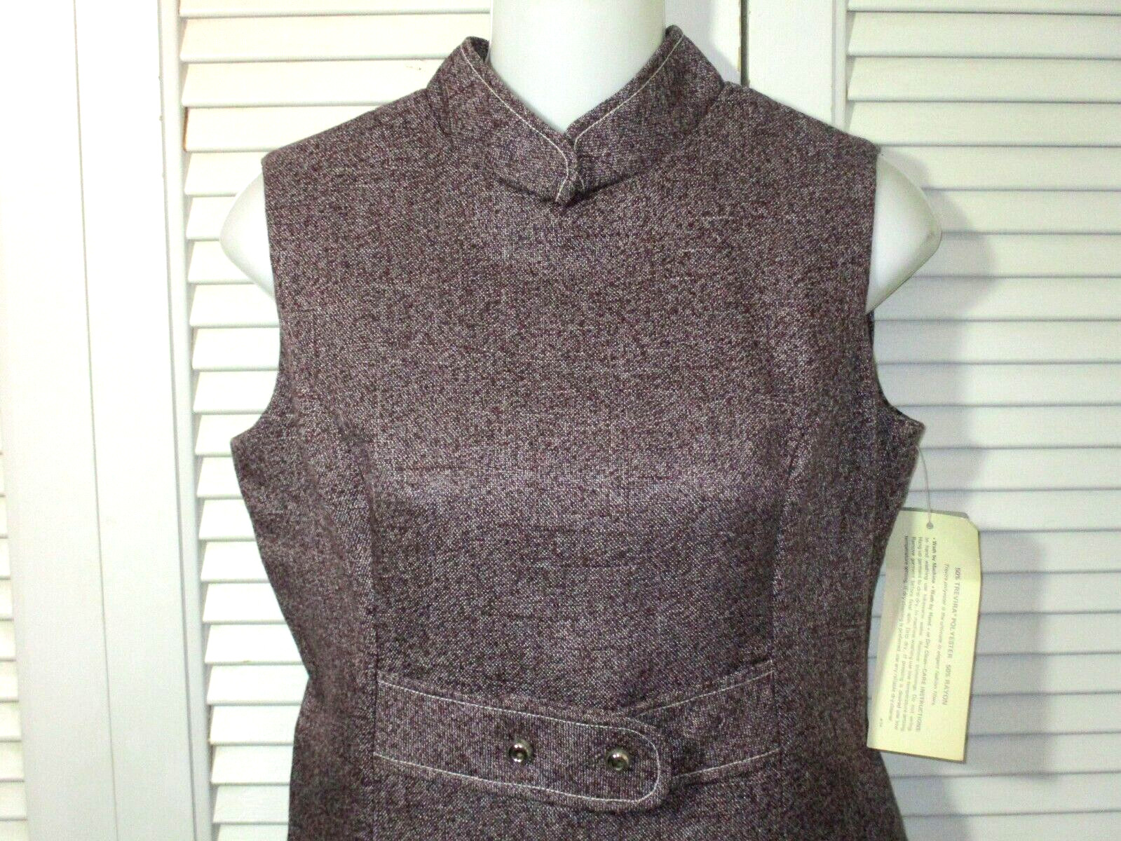 Vtg. NOS Jerell Of Texas The Trevira Era Heathered Plum Mini Dress 9