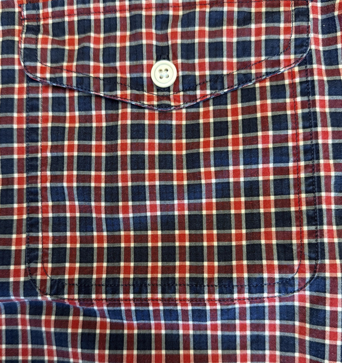 Vintage Women’s Eddie Bauer Button Plaid Shirts- Red White & Blue XS/XP Lot Of 2