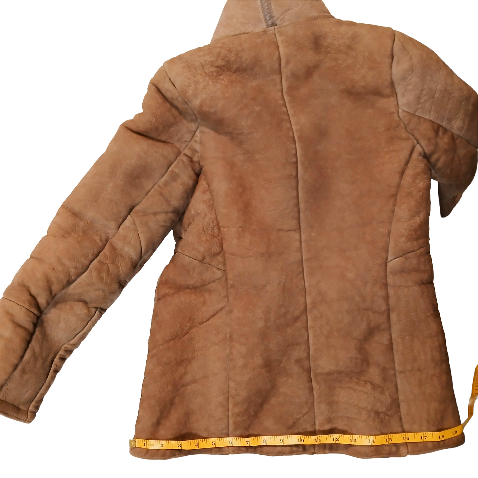 Knight Tailors Shearling Sheepskin Coat Womens 34 XS Brown Suede Vintage 70s 80s
