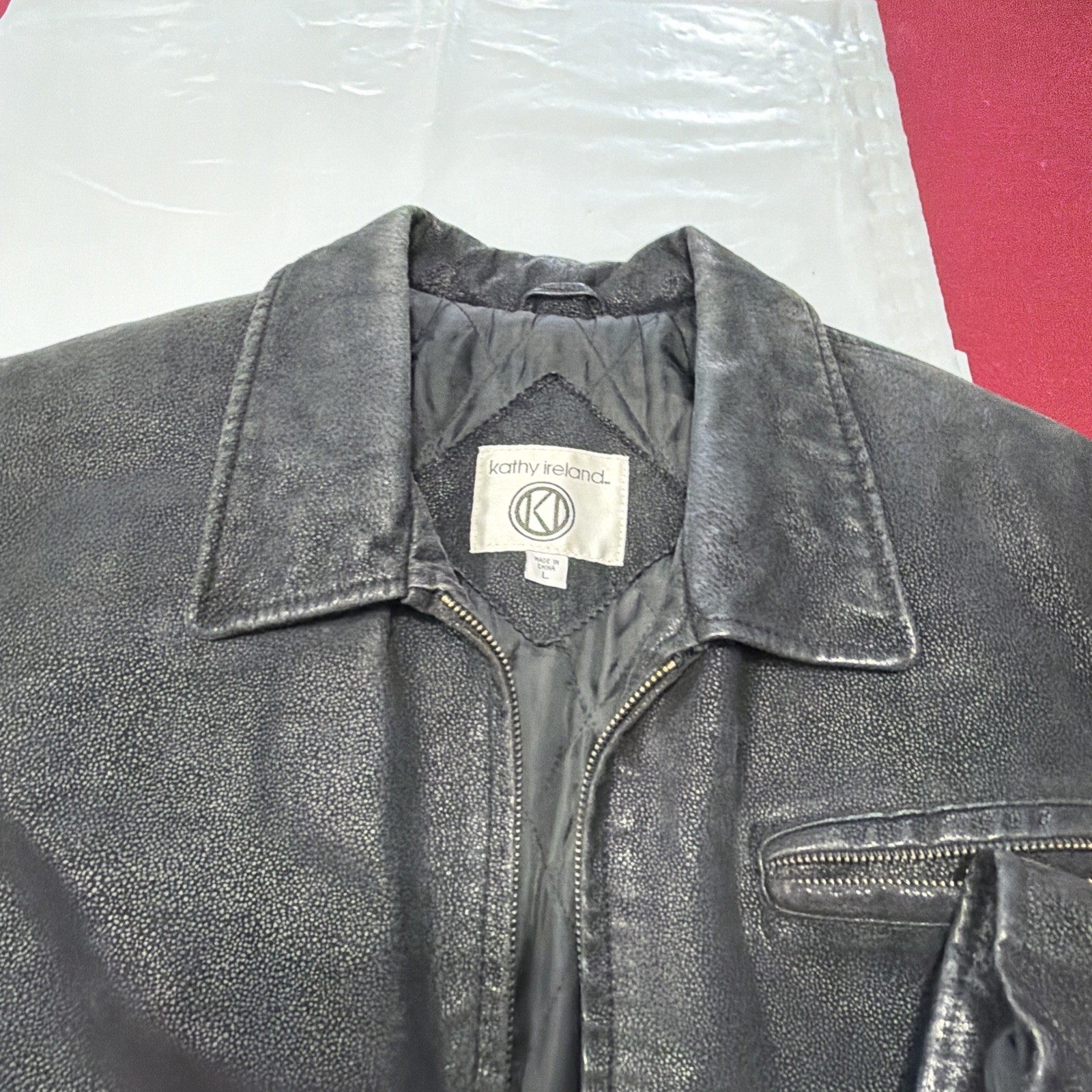 90s Kathy Ireland Black SUEDE Leather Zip Up Moto Biker Jacket Pockets Women’s L