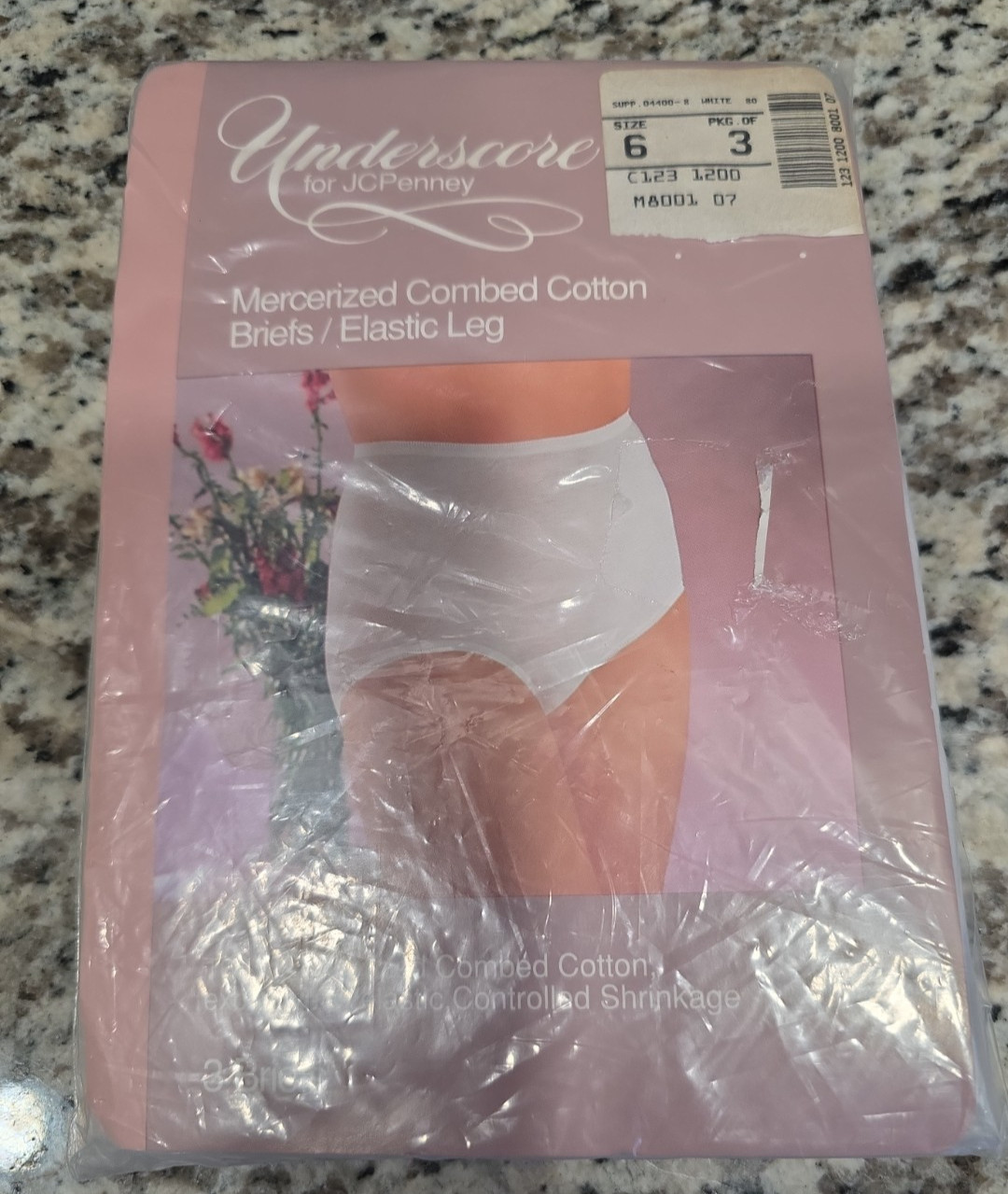 VTG JC Penney Underscore White Mercerized Combed Cotton Briefs Elastic Leg 6 USA