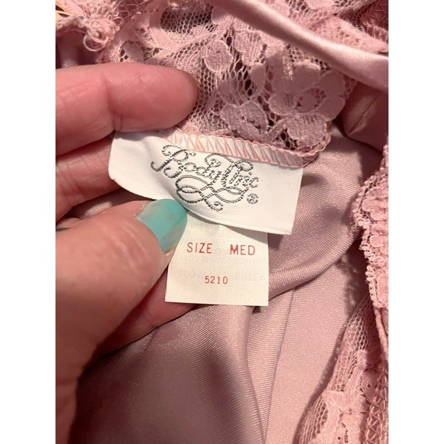 Vintage Body Chic dusty pink peplum crop lingerie top with lace (M)