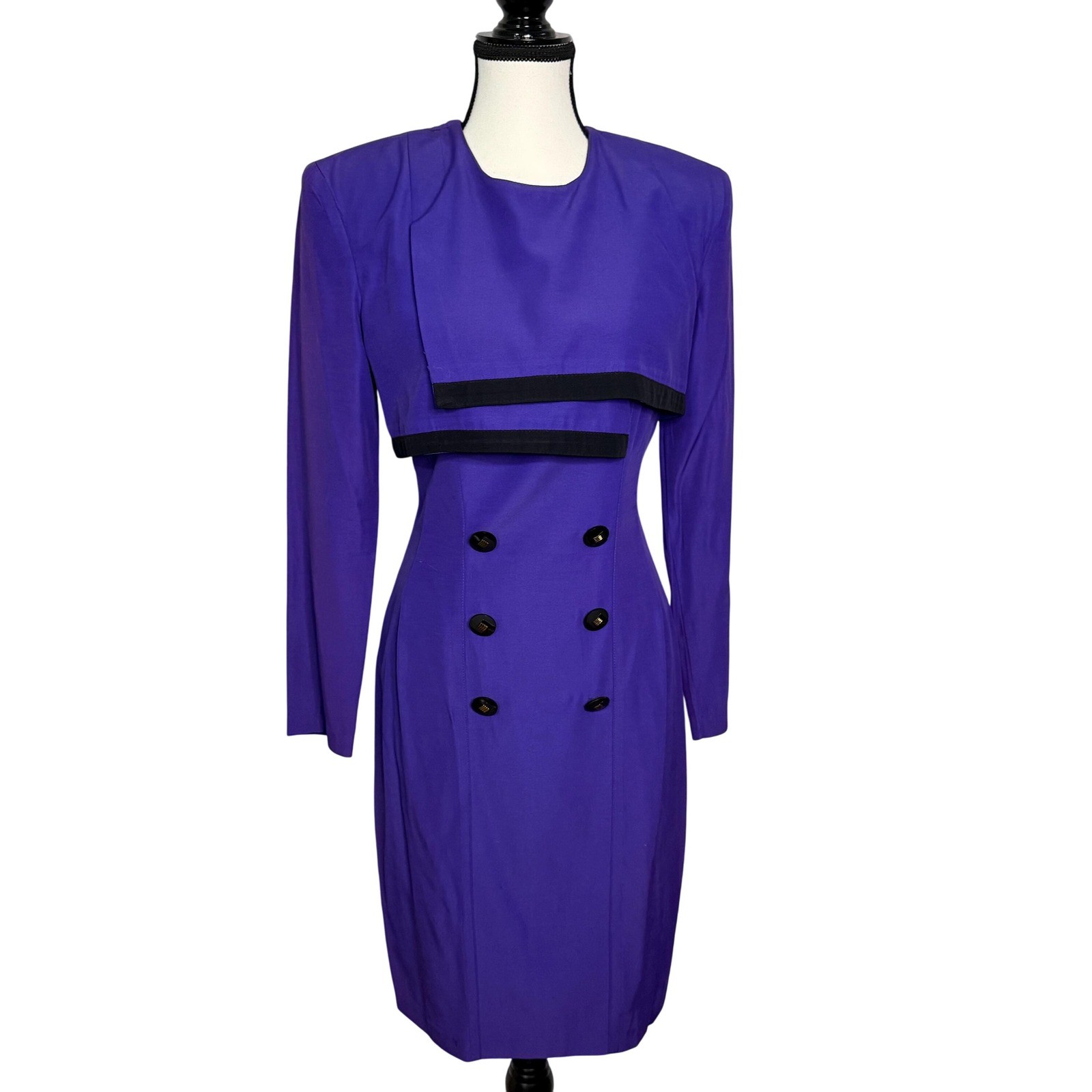 Vintage 80s Brioche California Purple Women’s Dress Power Suit Sailor XS/SMALL