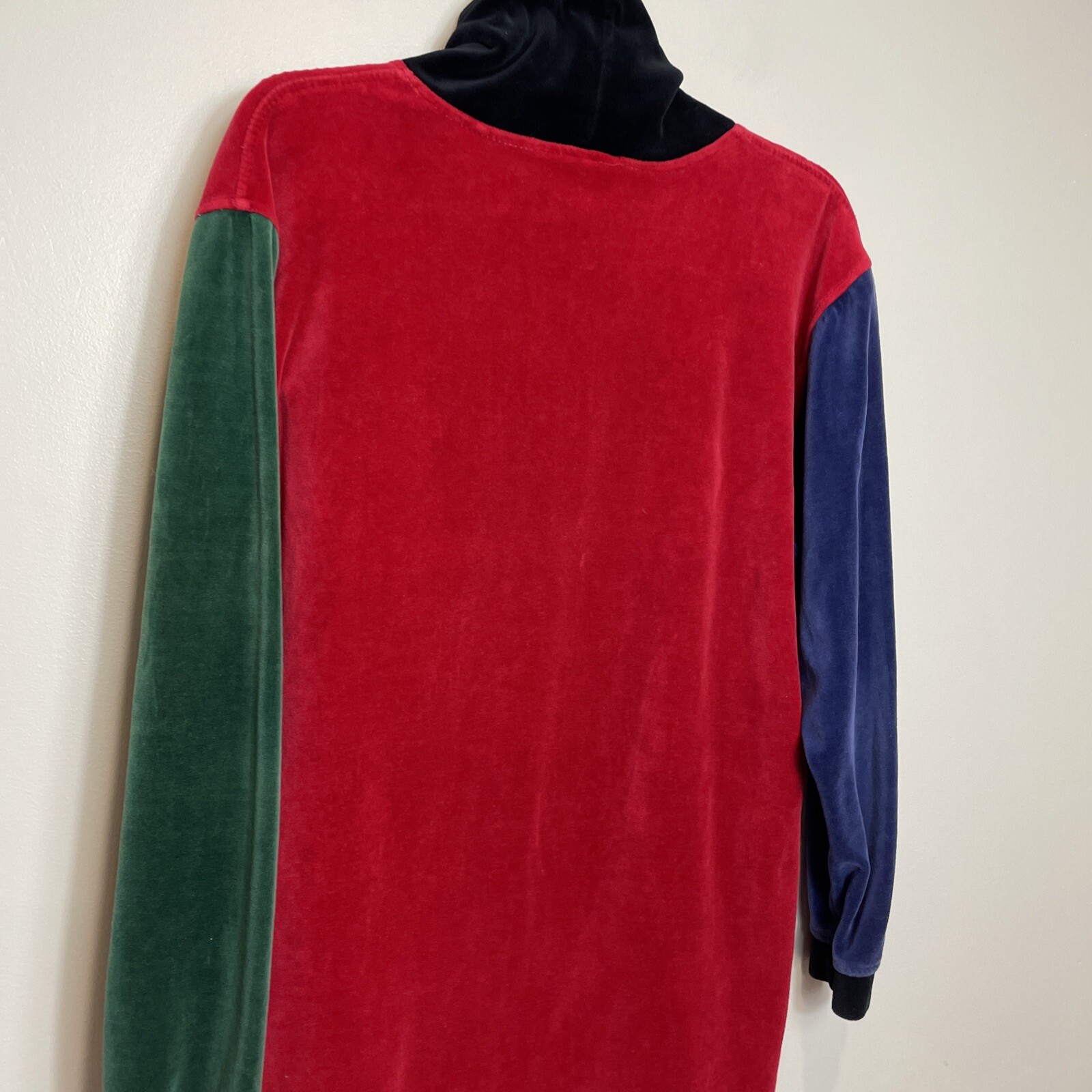 Talbots Vintage 90s Holiday Colorblock Velvet Turtleneck Tunic Pullover Size M