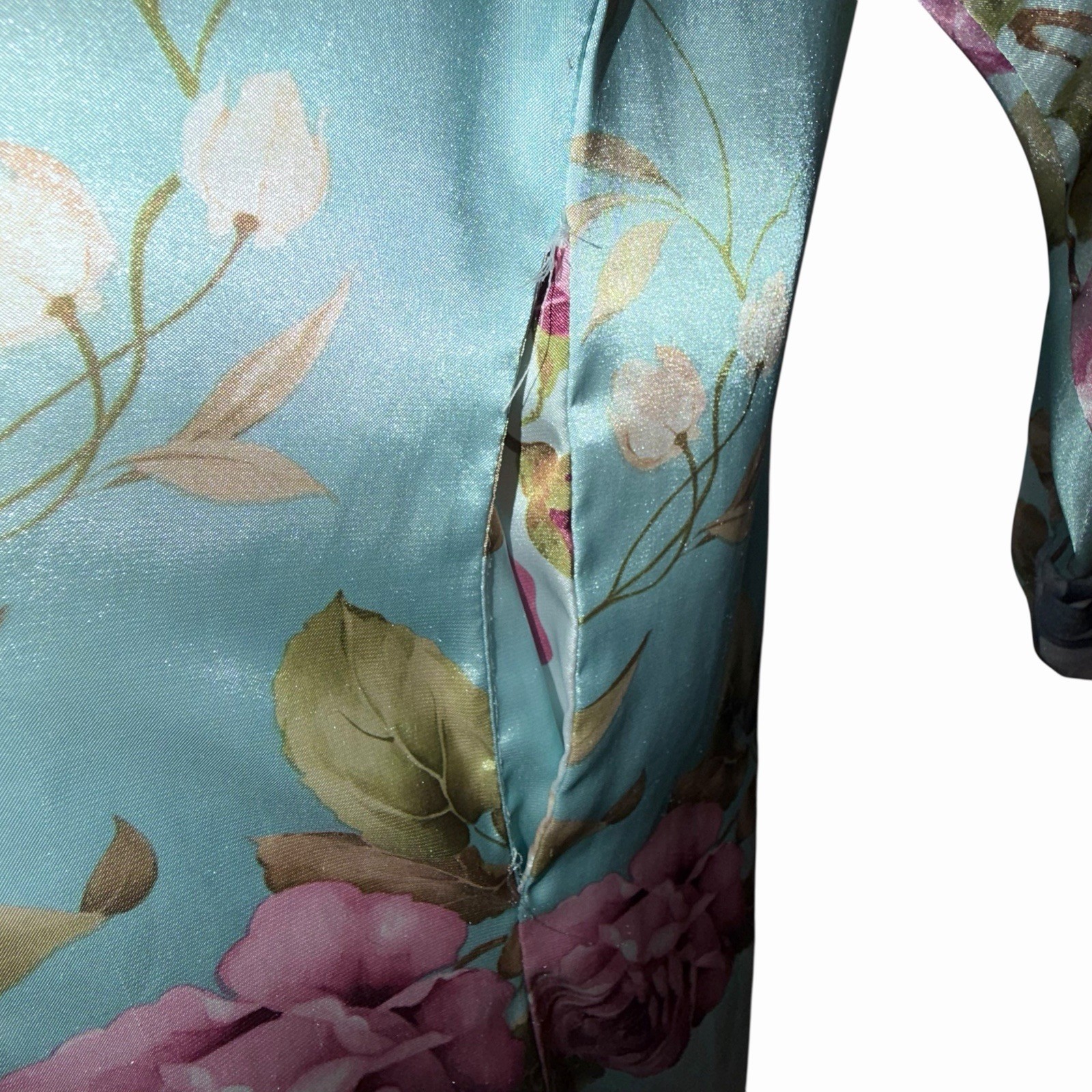 Vtg Brownstone Studio Cottagecore Floral Kimono Robe L Loungewear Mrs Roper USA