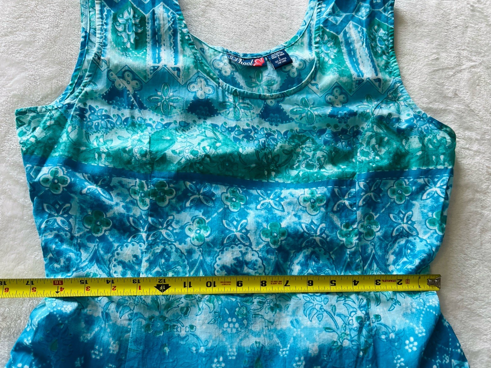 Vintage Phool India Boho Dress Lace Up Back Cotton Sundress COLORFUL Sz L NWOT