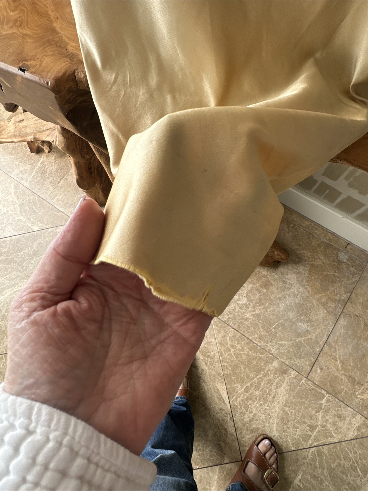 Ceil Chapman 50s Patented Champagne Gold Satin & Beaded Bustier Sarong Gown XS