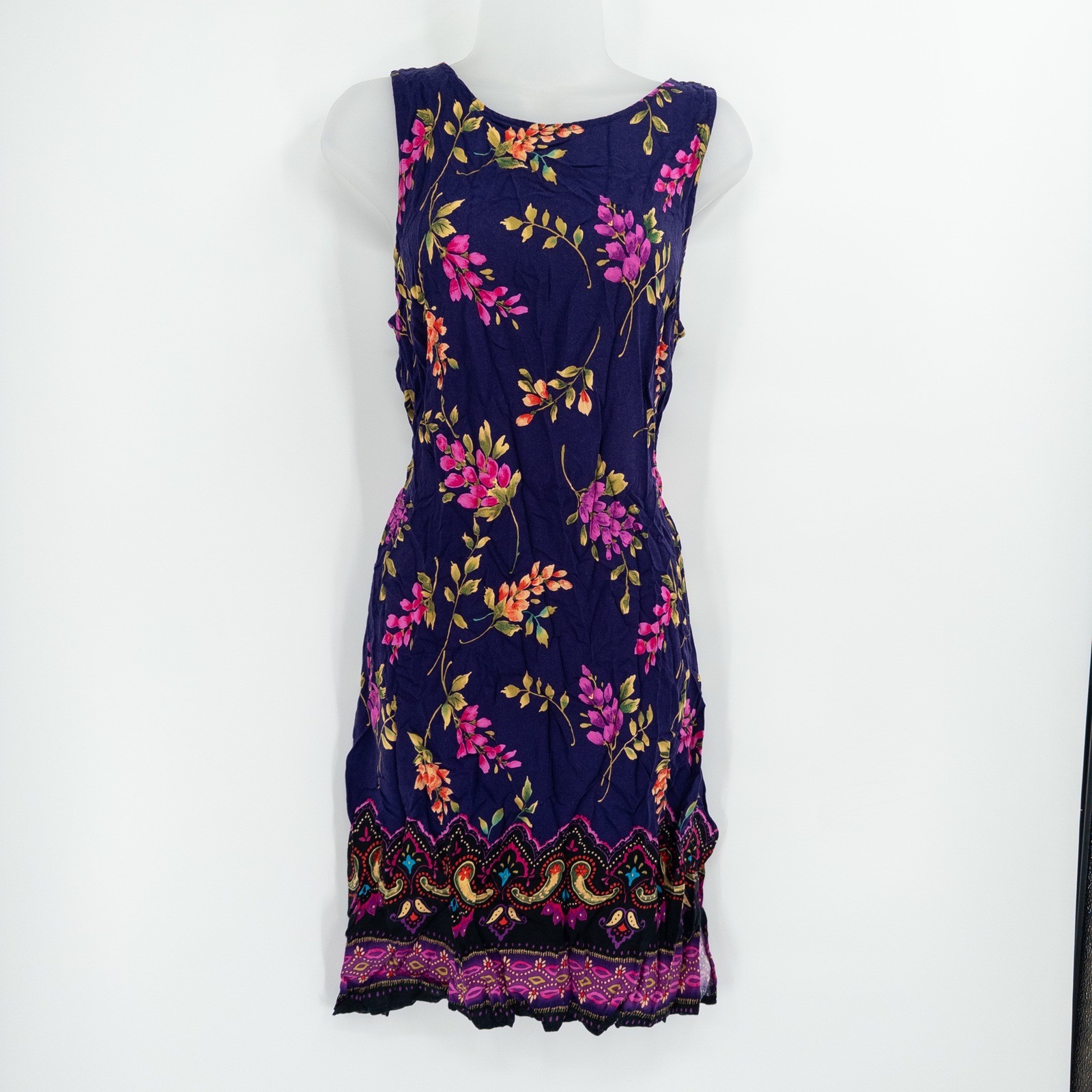 Vintage 90s Floral Dress Womens L Purple 90s Fairy Cottage Boho Y2K Miss Honey