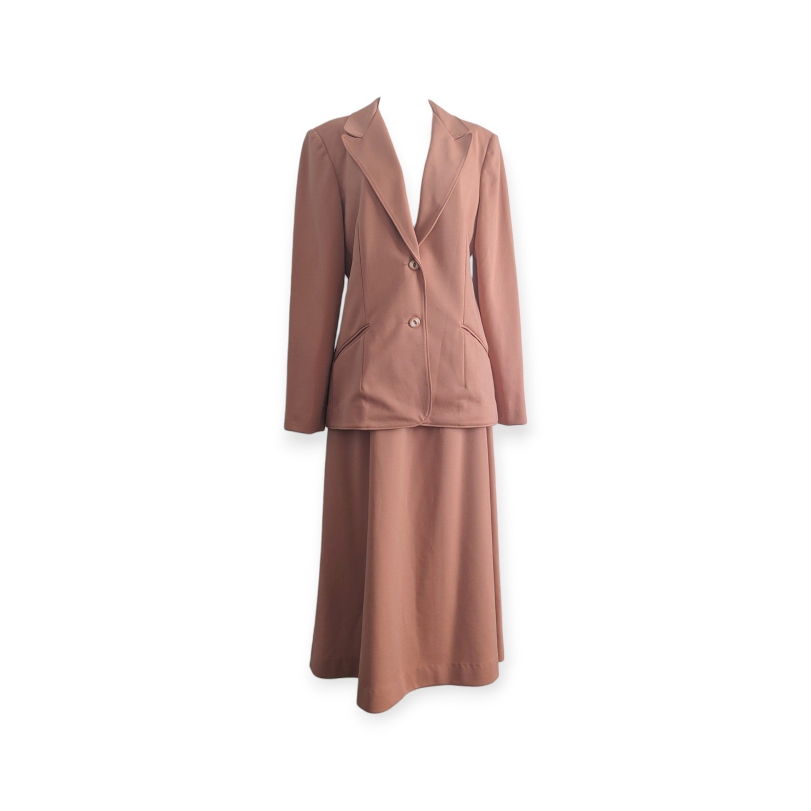 Vintage 70’s Koret of California Pastel Copper Pink Skirt Suit – UK 14 / US M