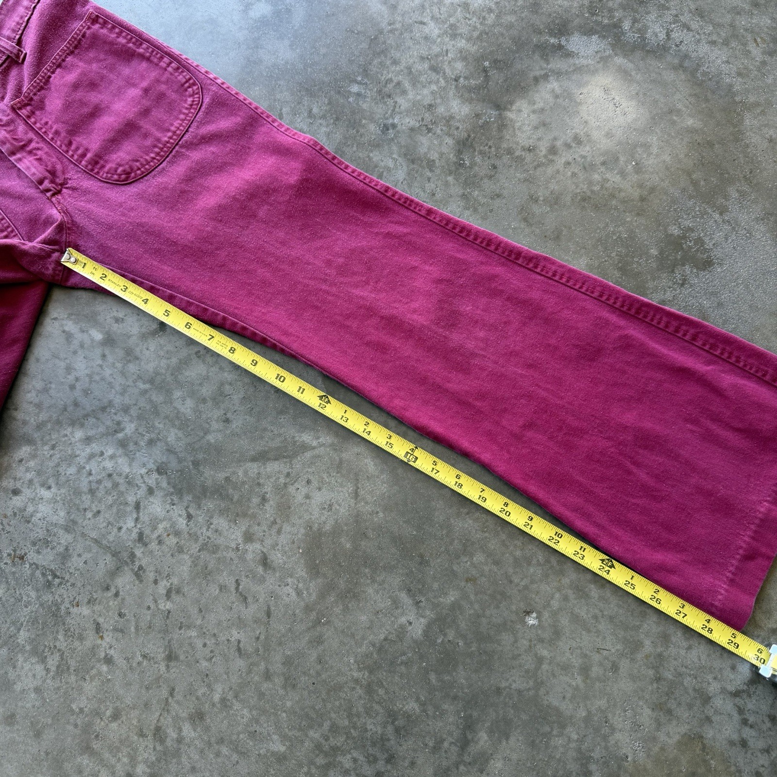 VTG Women’s 70s Burgundy Red Pink Front Patch Pocket Flared Pants 28 X 29