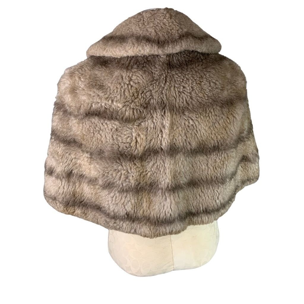 Vintage Glenoit Faux Fur Stole Shoulder Wrap Made in USA Brown Collar