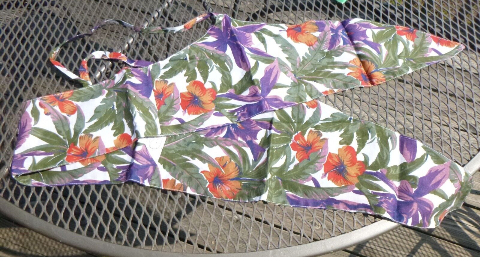 NOS Vtg 80s Beeline Fashions Red Purple Floral Tie Front Bandeau Top Sz L