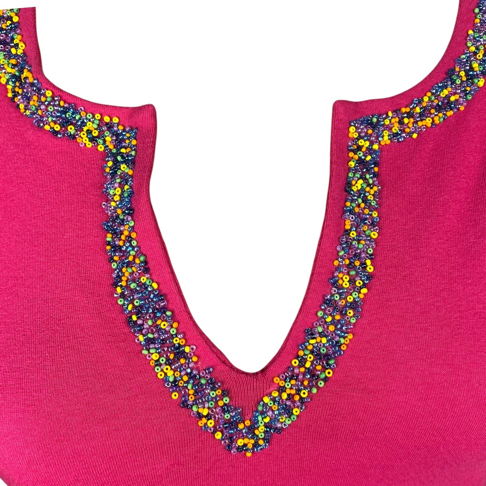 Vtg Y2K XOXO Magenta Beaded Top M | Lizzy McGuire Coded Kidcore Aesthetic